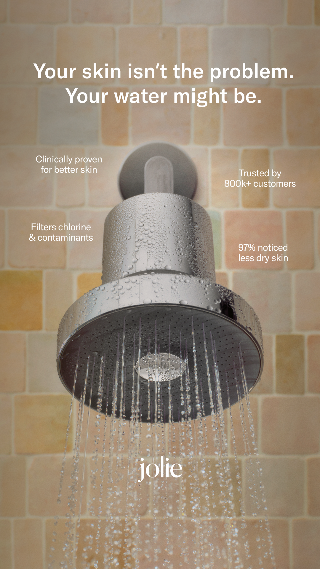 Jolie Facebook ad: #1 Filtered Showerhead Trusted By Dermatologists