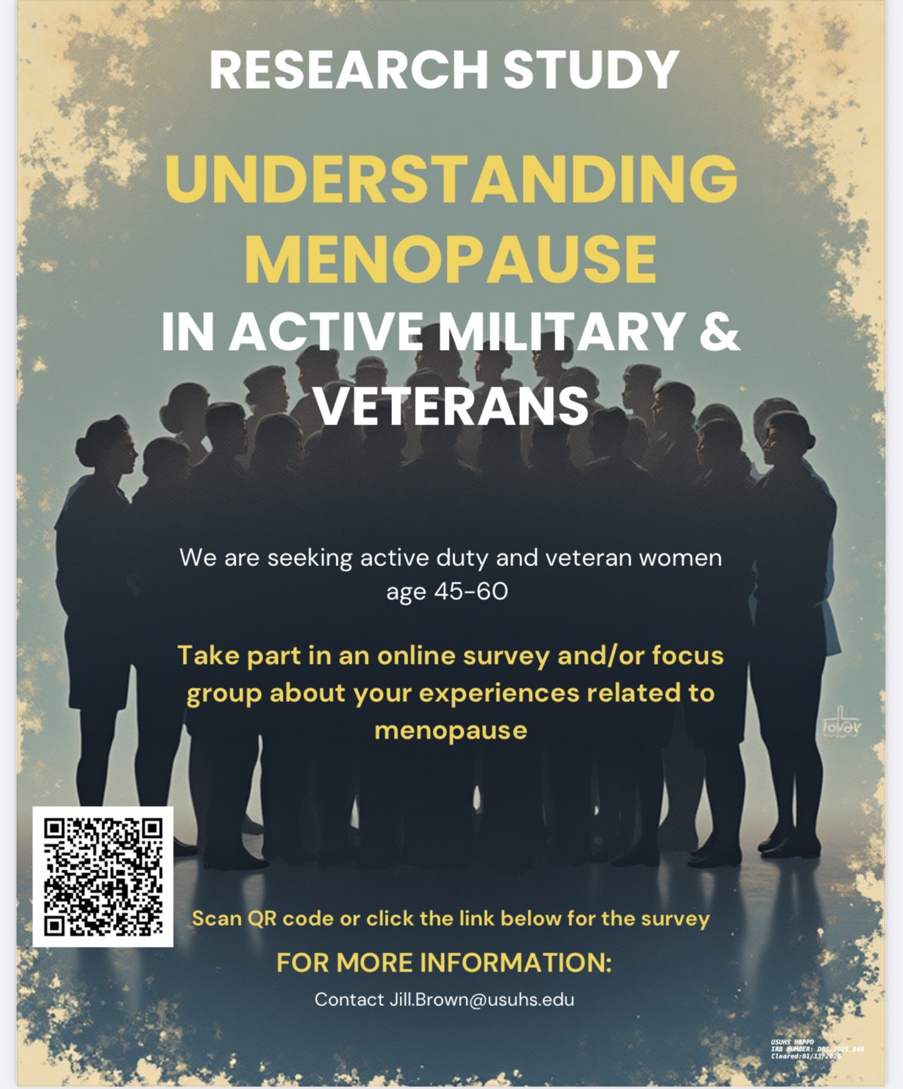Women's Reproductive Health Network Facebook ad: Military Women's Health Menopause Research Study
