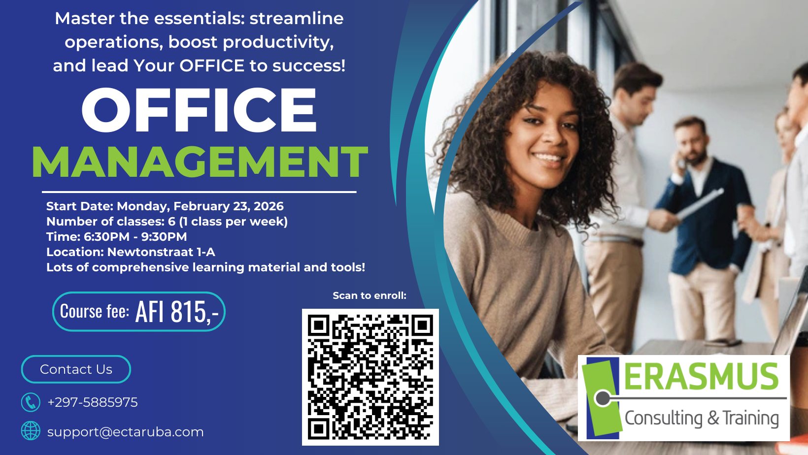 Erasmus Consulting & Training Facebook ad: Office Management | ECT Aruba