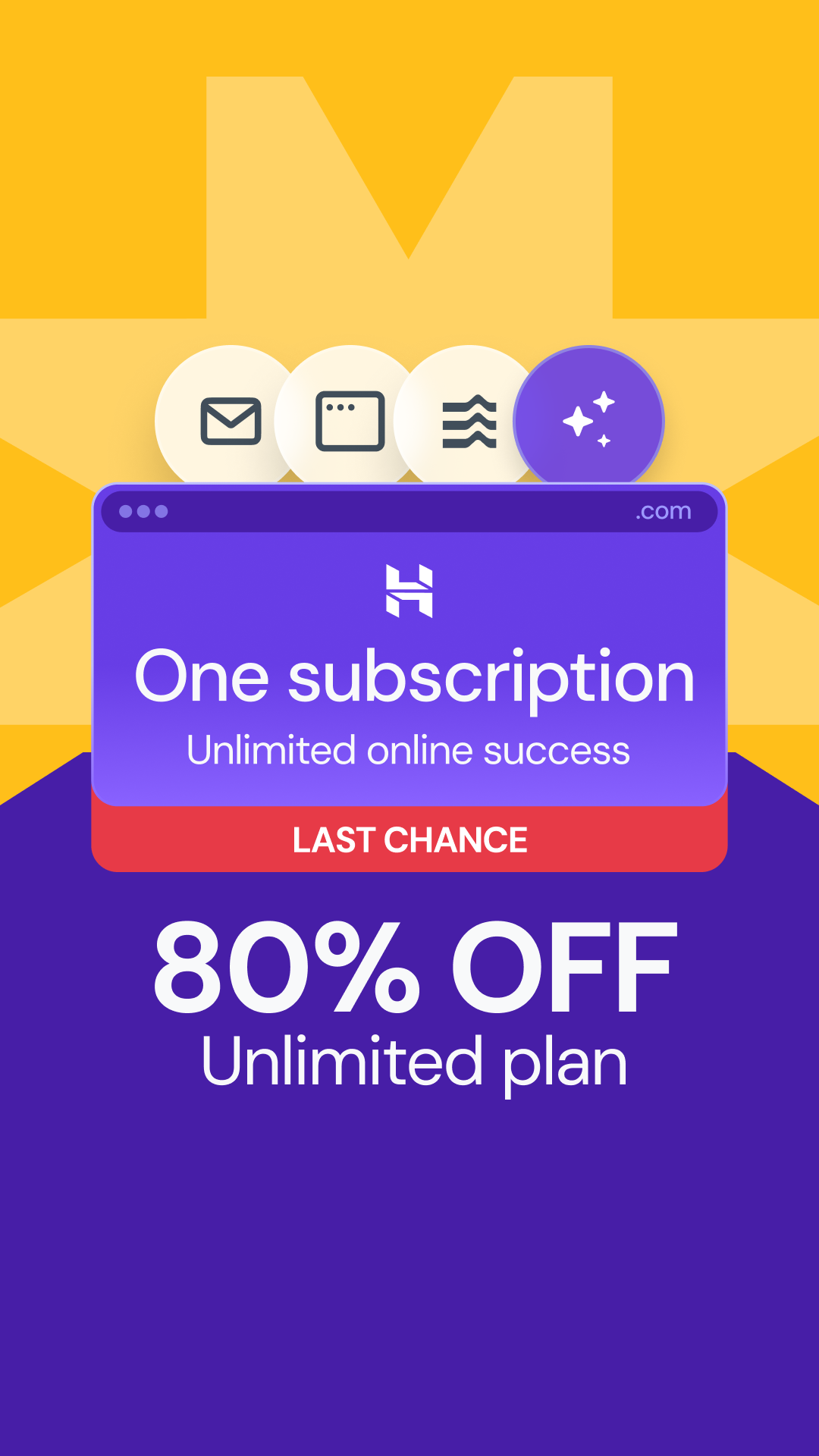 Hostinger Facebook ad: Get 80% off 48-month Unlimited plans