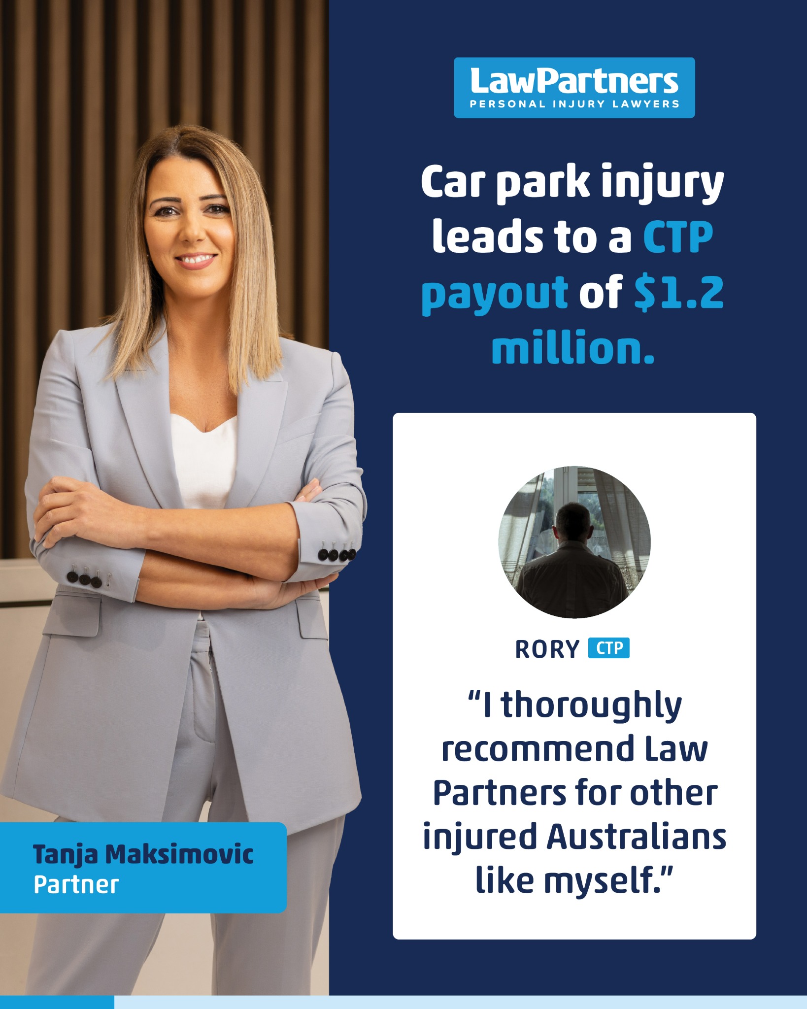 Law Partners Personal Injury Lawyers Facebook ad: Free Claim Advice, Call Today