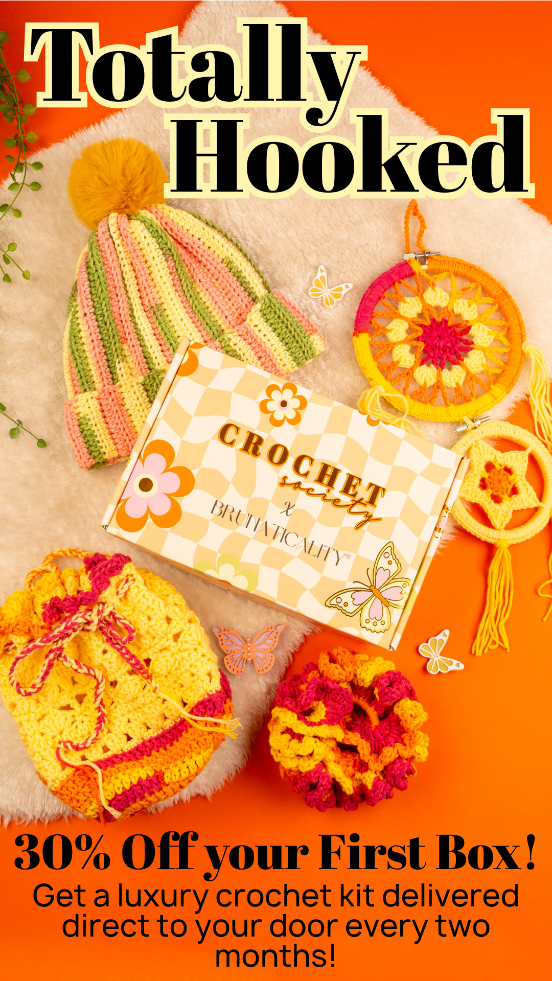Crochet Society Facebook ad: Start Crocheting with 30% Off
