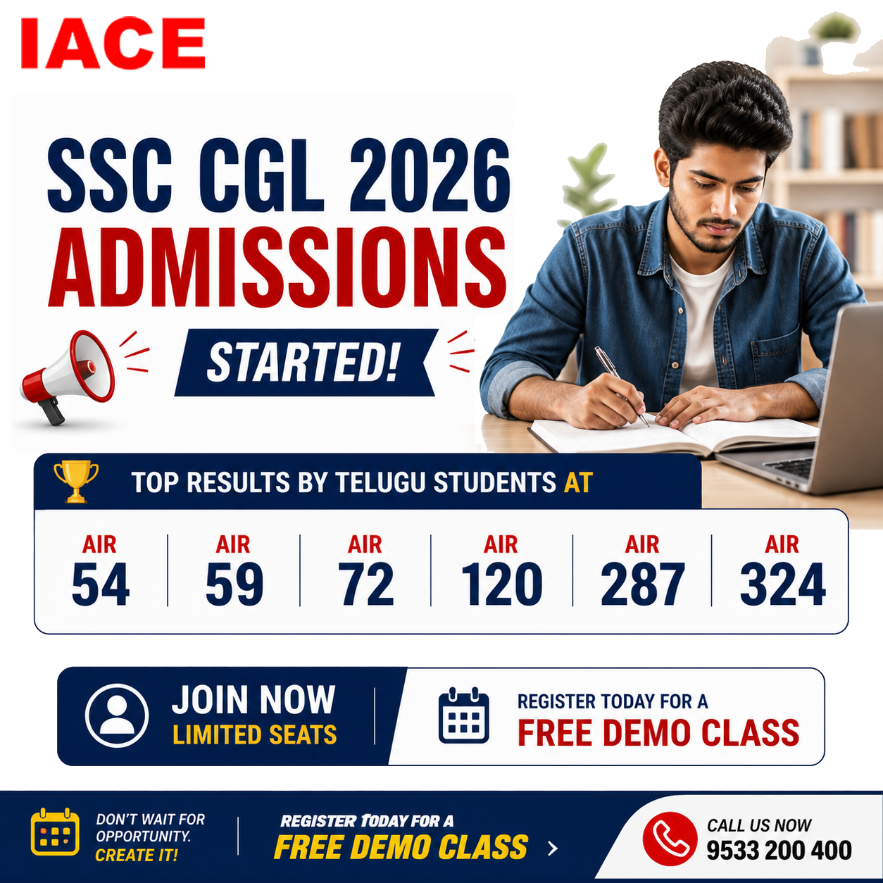 IACE Facebook ad: Govt Job Dream? Start SSC CGL 2026 Today