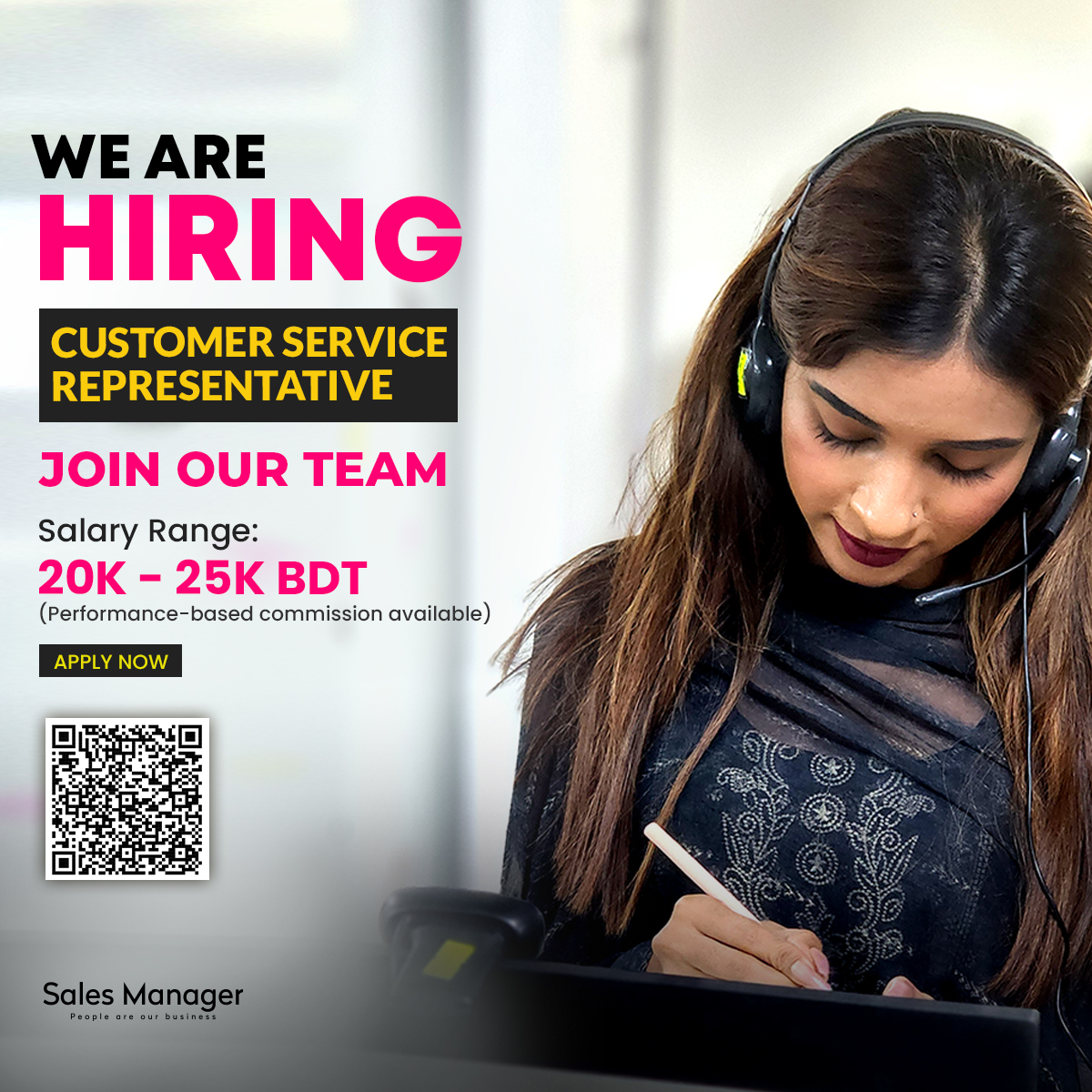 Sales Manager Pvt. Ltd Facebook ad: Full-Time Customer Service Representative