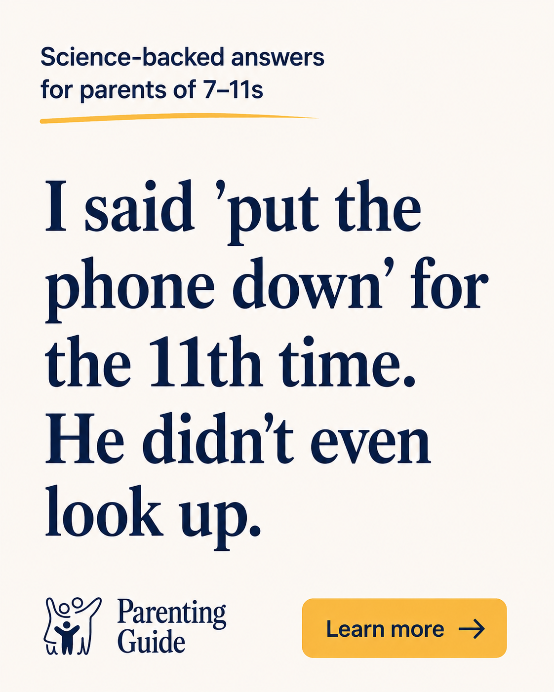 Parenting Guide Facebook ad: Parenting Hacks for Every Age