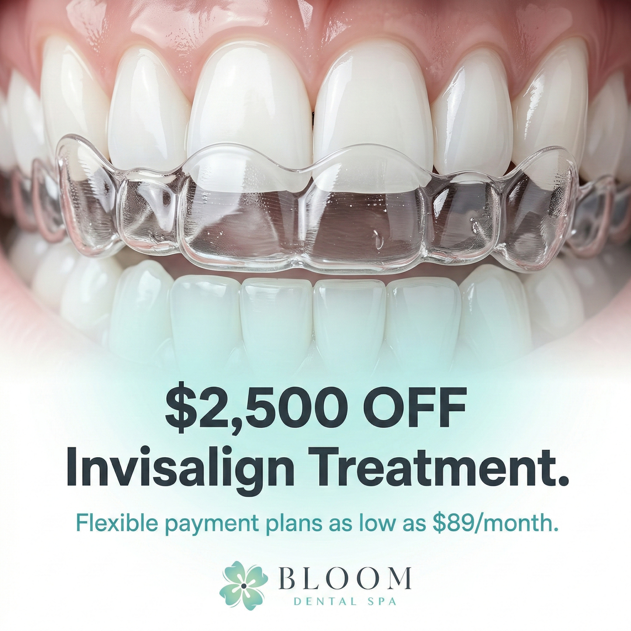 Bloom Dental Spa_CO Facebook ad: Bloom Dental Spa’s Invisalign Special, Save $2,500 Today