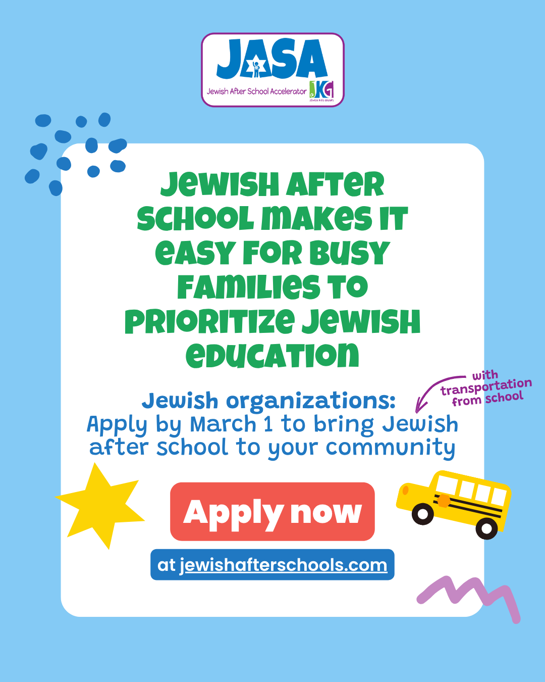 Jewish Kids Groups Facebook ad: Synagogues: Learn more & apply by March 1, 2026