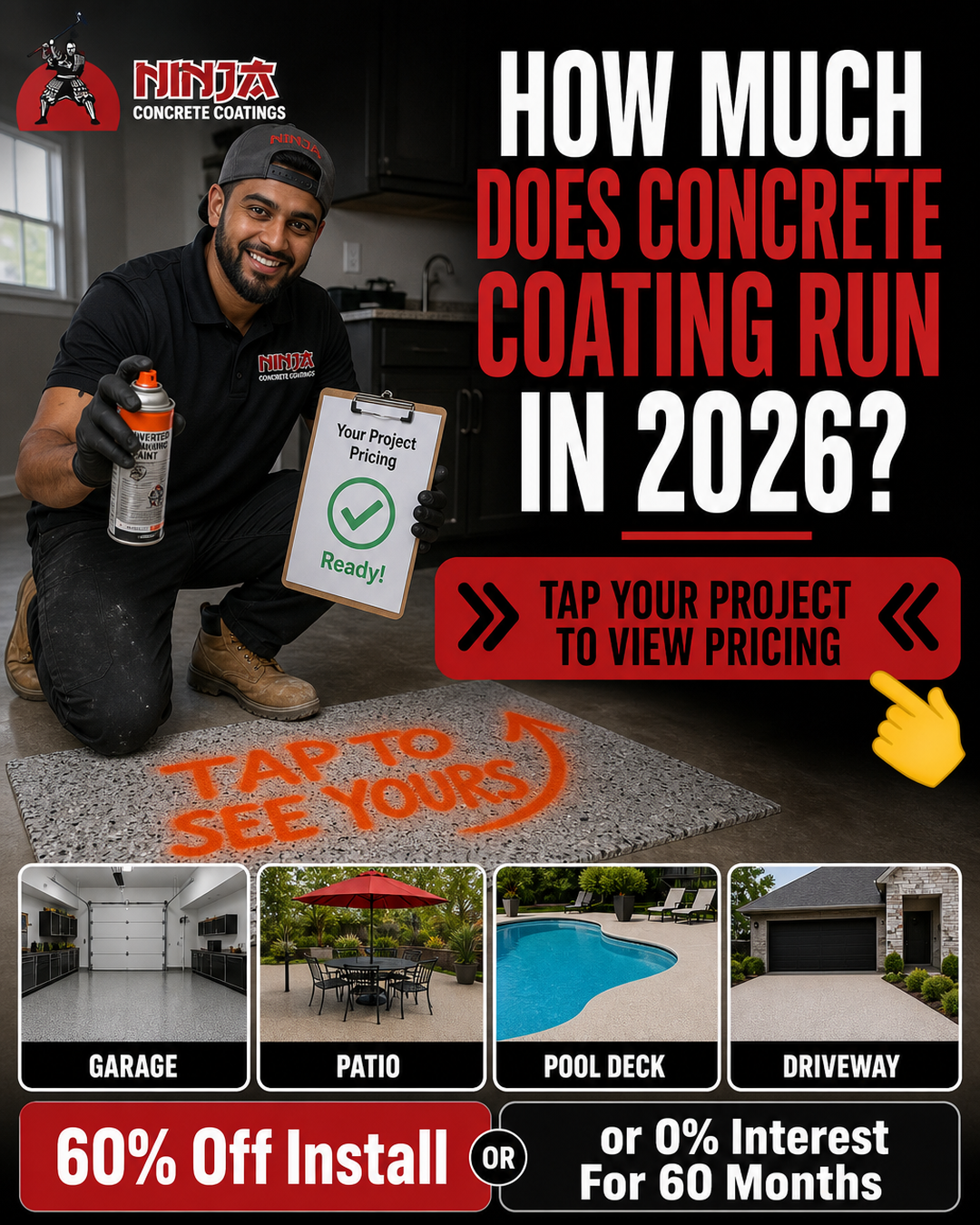 Ninja Coatings Facebook ad: Seniors Save 60% On Installation
