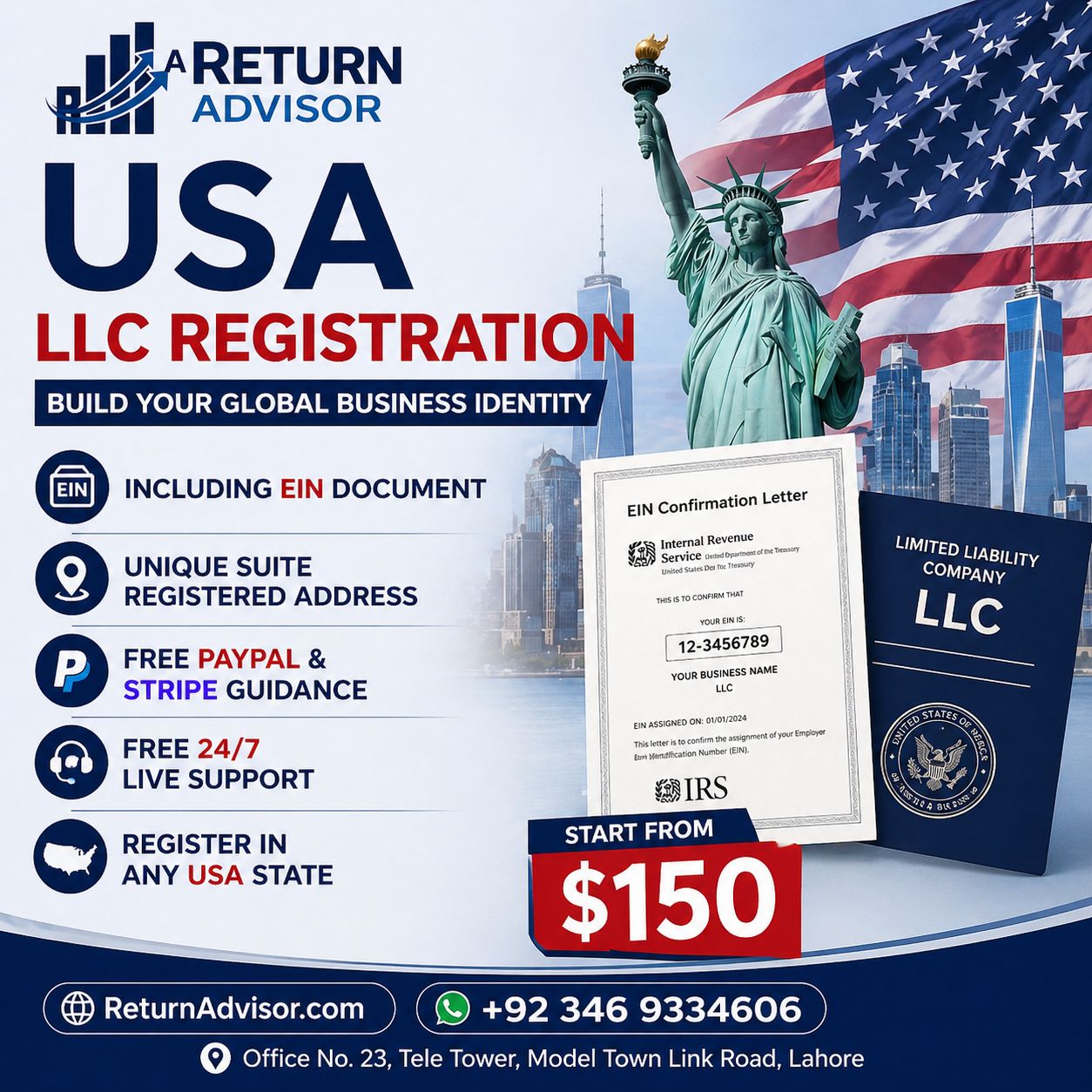Return Advisor Facebook ad: USA LLC Registration | Return Advisor