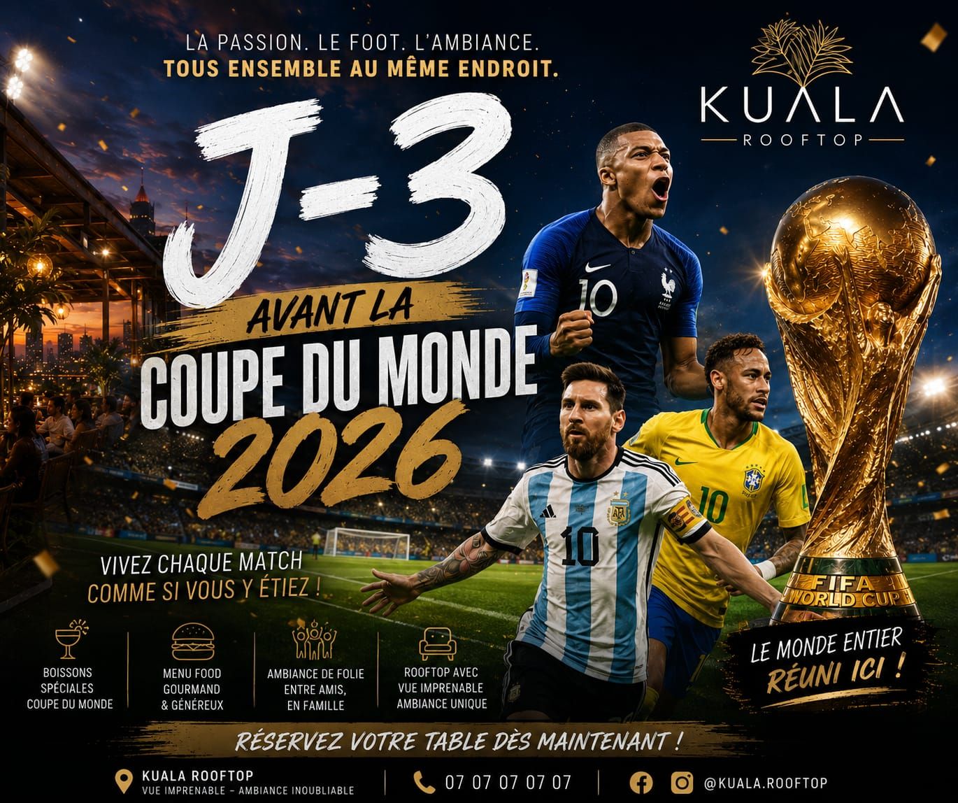 Pop art coffee Ambatobe Facebook ad: J-3 avant la Coupe du Monde 2026!