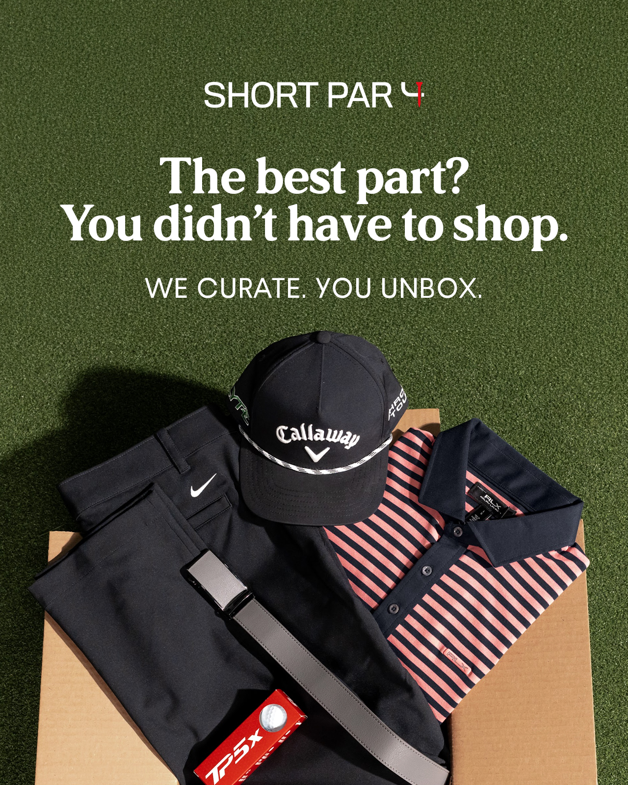 Short Par 4 Facebook ad: 50% OFF YOUR FIRST SP4 BOX