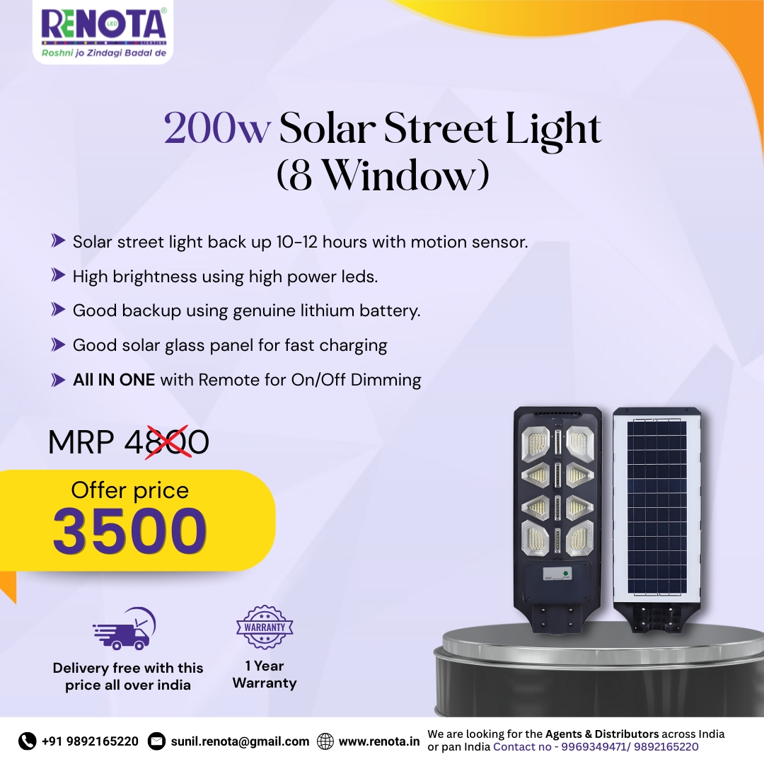 Renota Lightings Facebook ad: RENOTA Solar Lighting Solutions, Powering India with Smart…