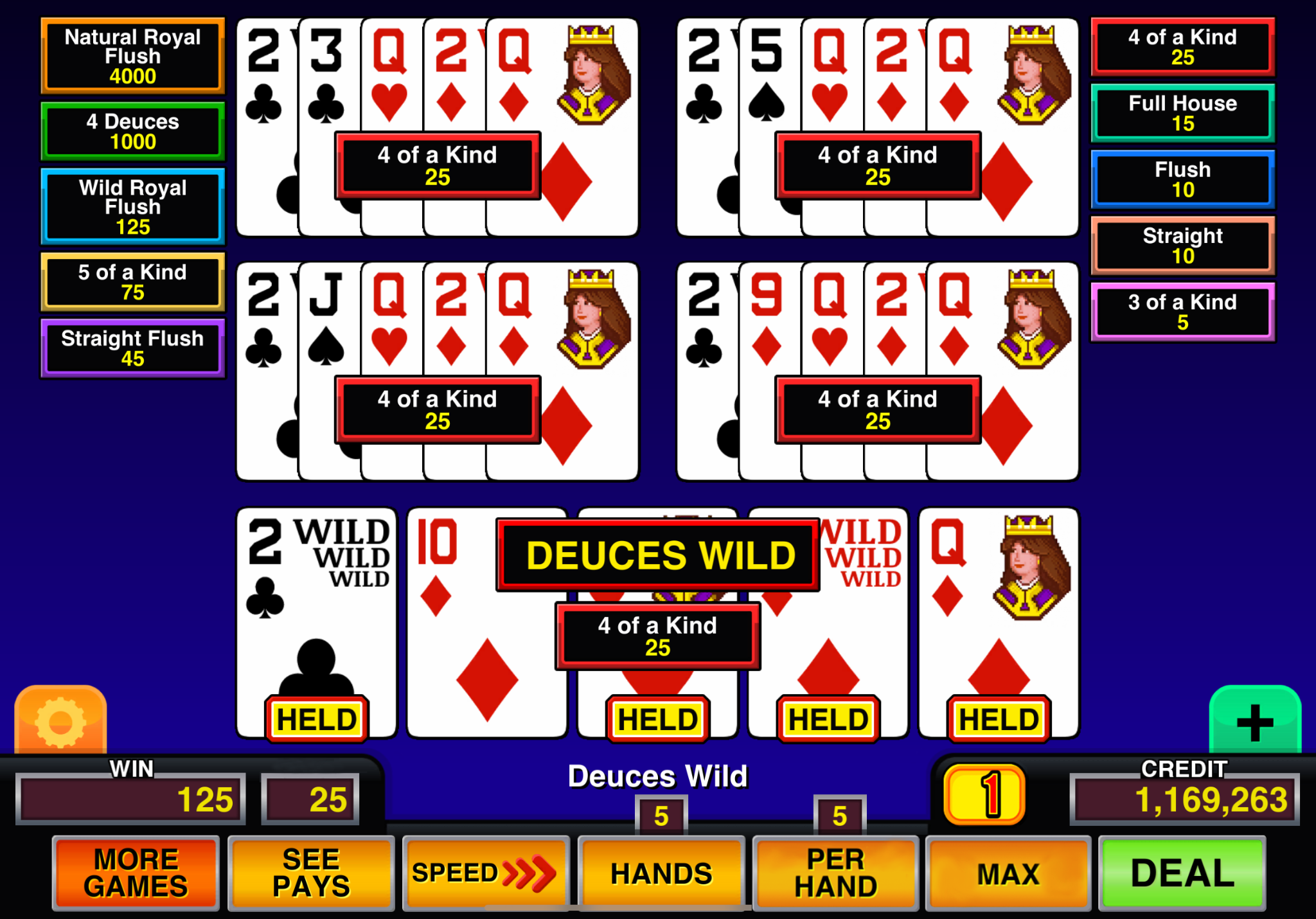 Video Poker Multi Pro Facebook ad: Multi-Hand + Spin Poker Deluxe