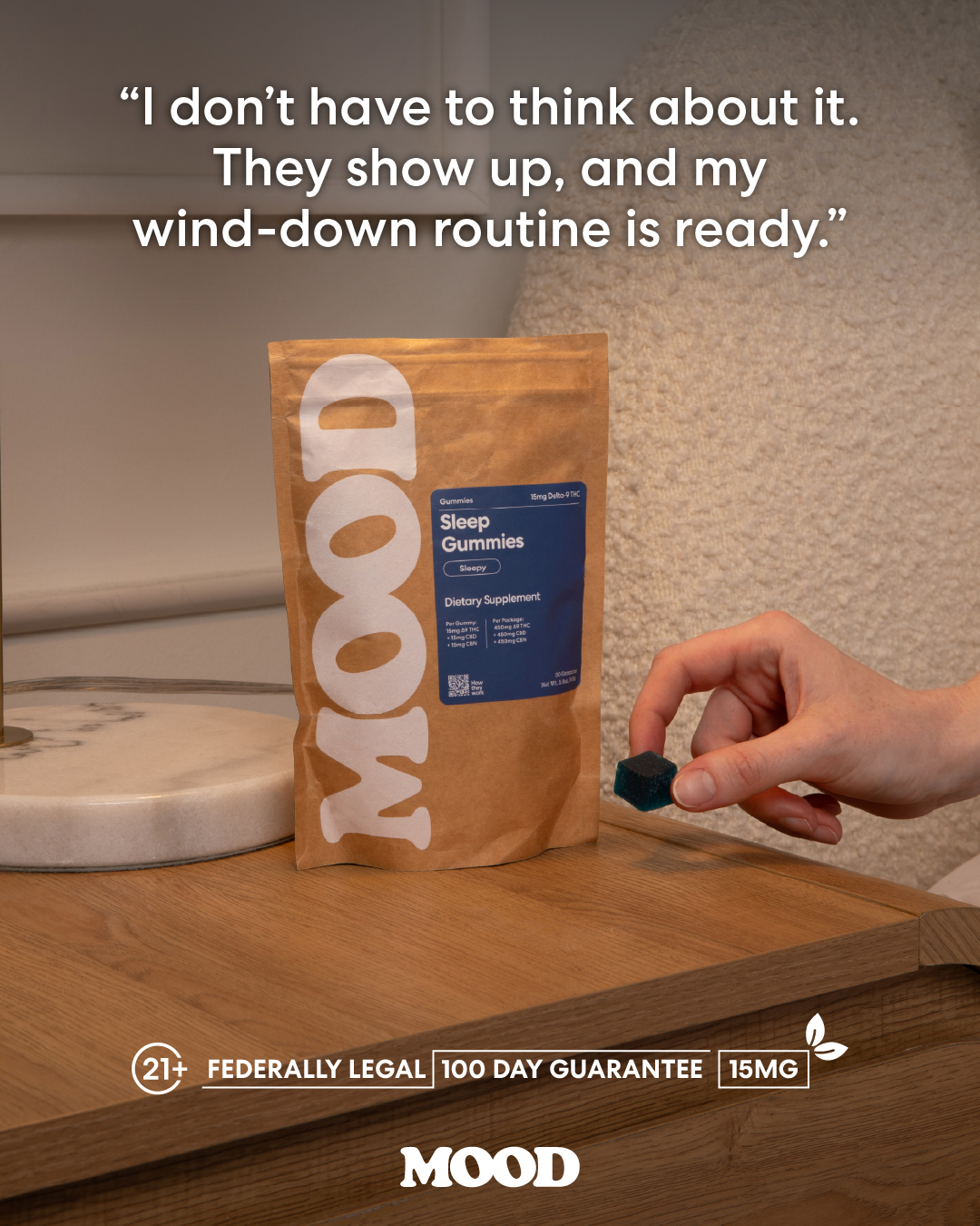 M00D Love Facebook ad: Fall Asleep in as Little as 15 Minutes