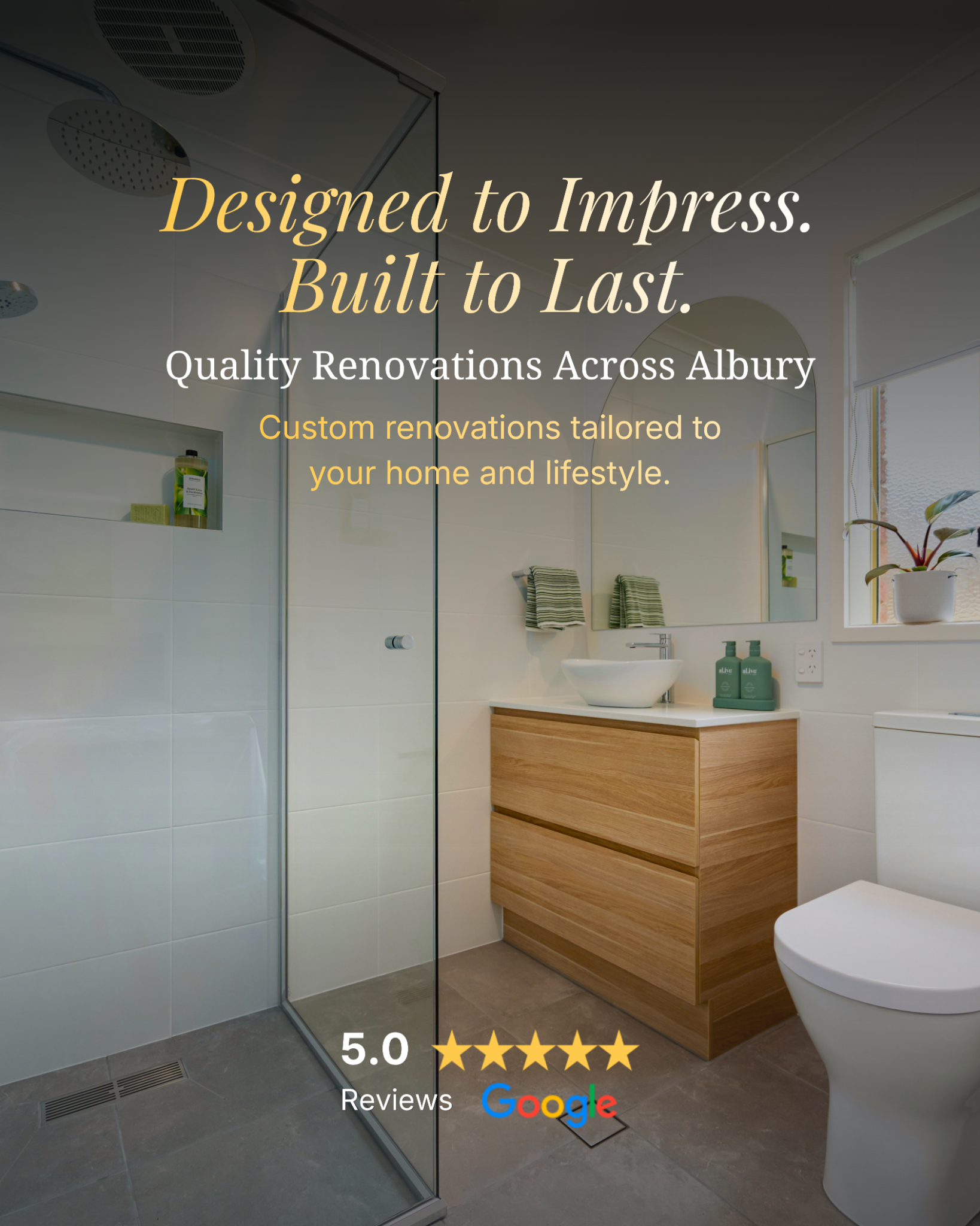 O’Neill Carpentry & Construction Facebook ad: Premium Bathrooms For Albury-Wodonga Homes