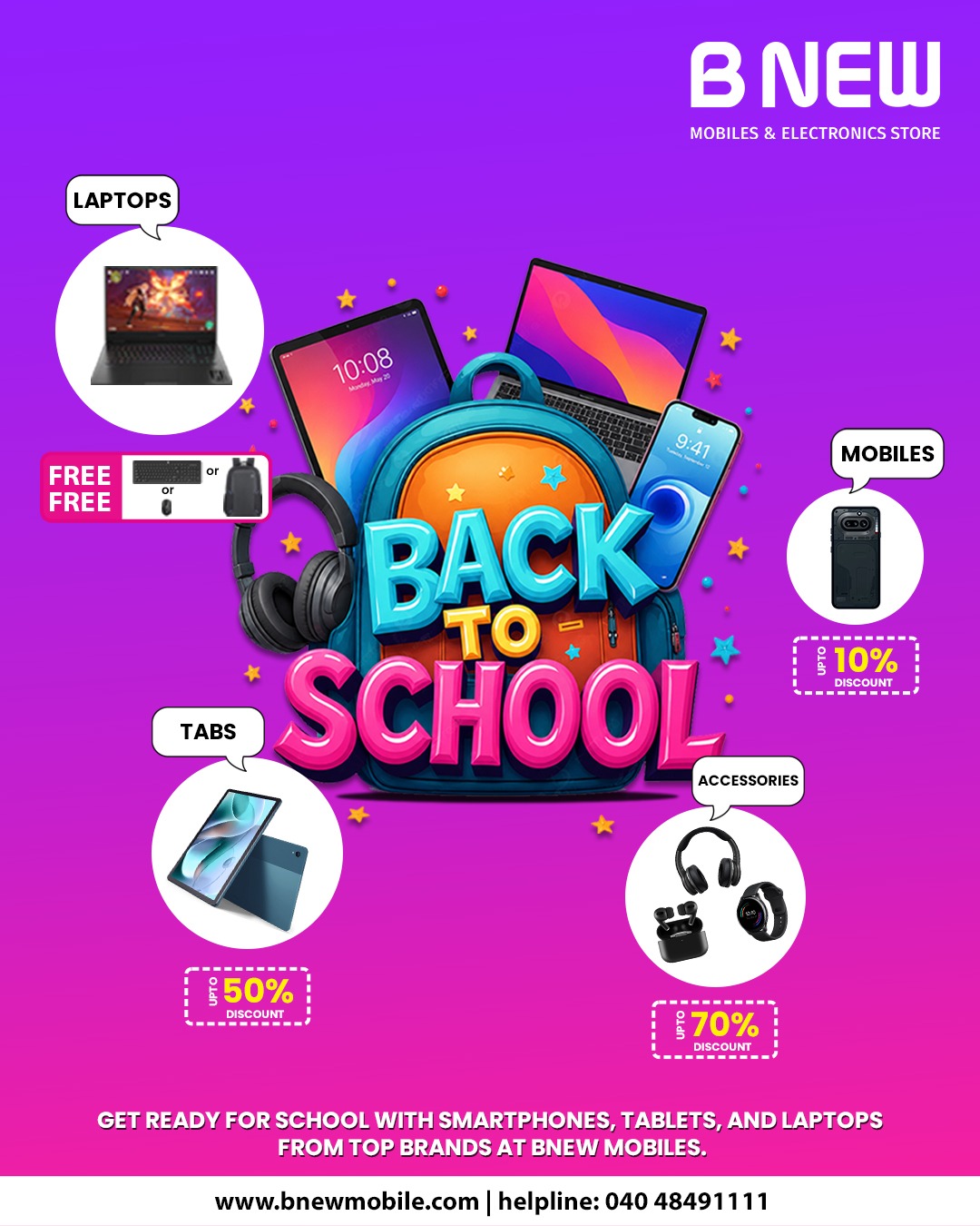 BNew Mobiles india Facebook ad: Back to School Offers are here at B…