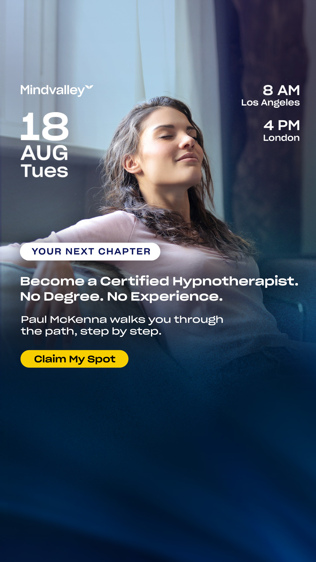 Mindvalley Facebook ad from Aug 12, 2026