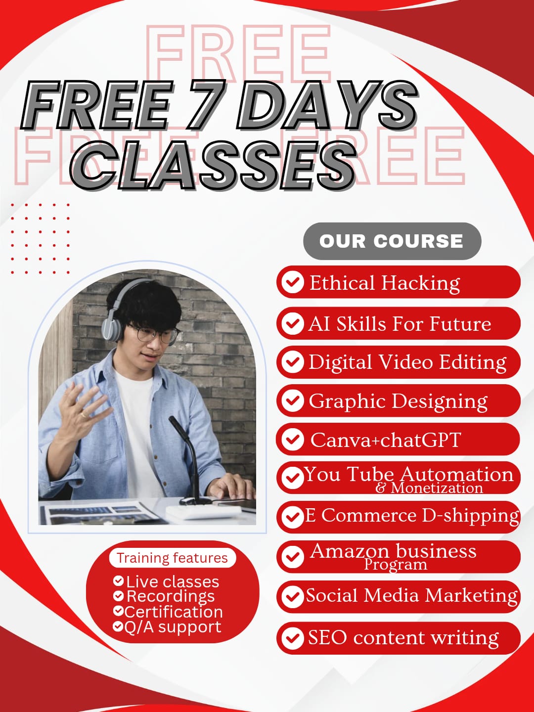 SN skills institute Facebook ad: Get 7 days free training
