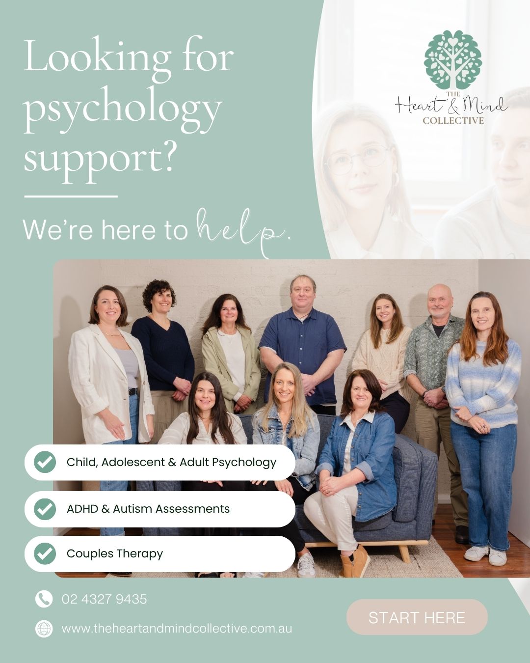 The Heart and Mind Collective Facebook ad: Take the First Step Towards Better Mental Health