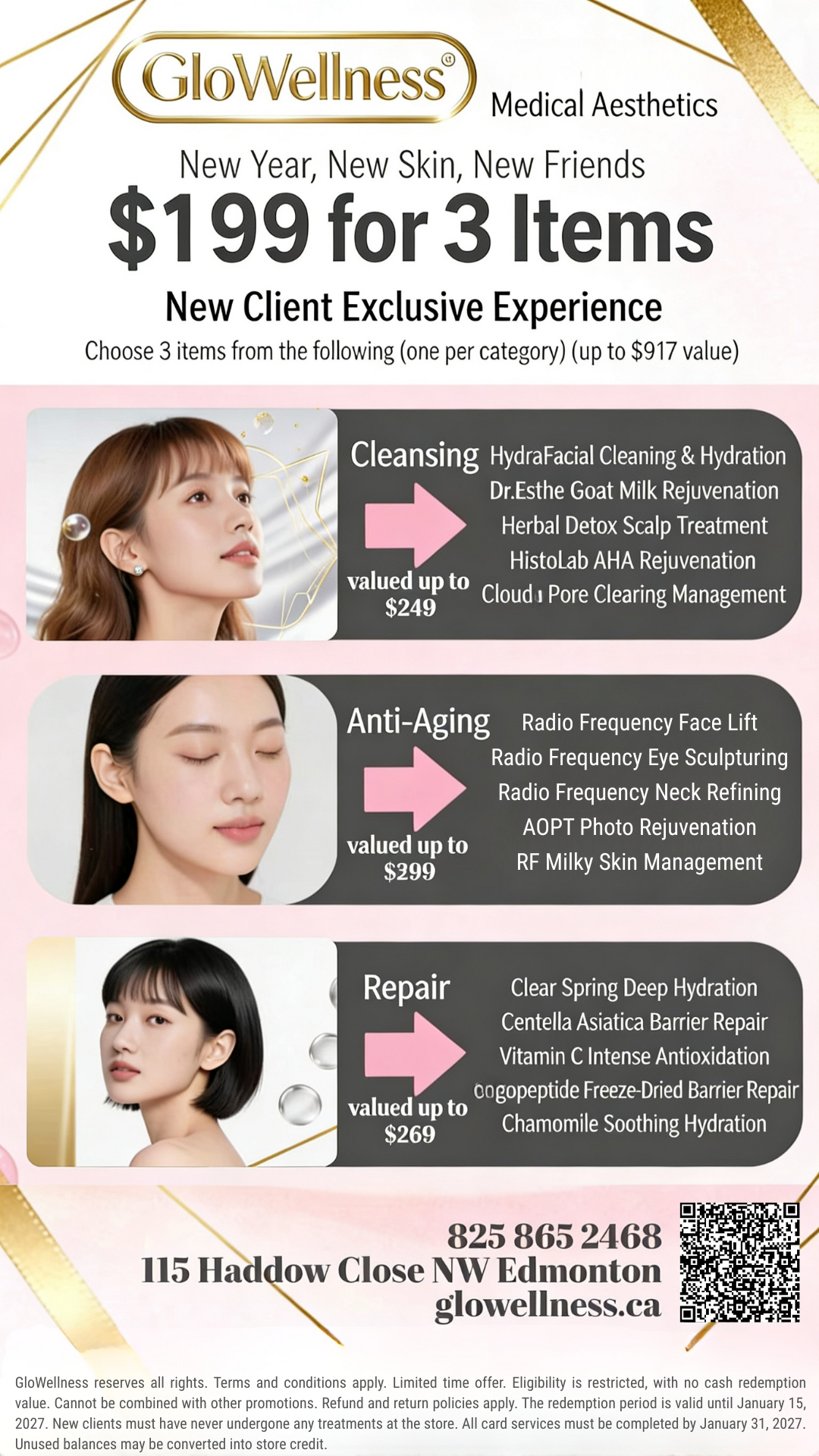 GloWellness MediSpa Facebook ad: New Year, New Glow, New You at GloWellness Medi Spa!