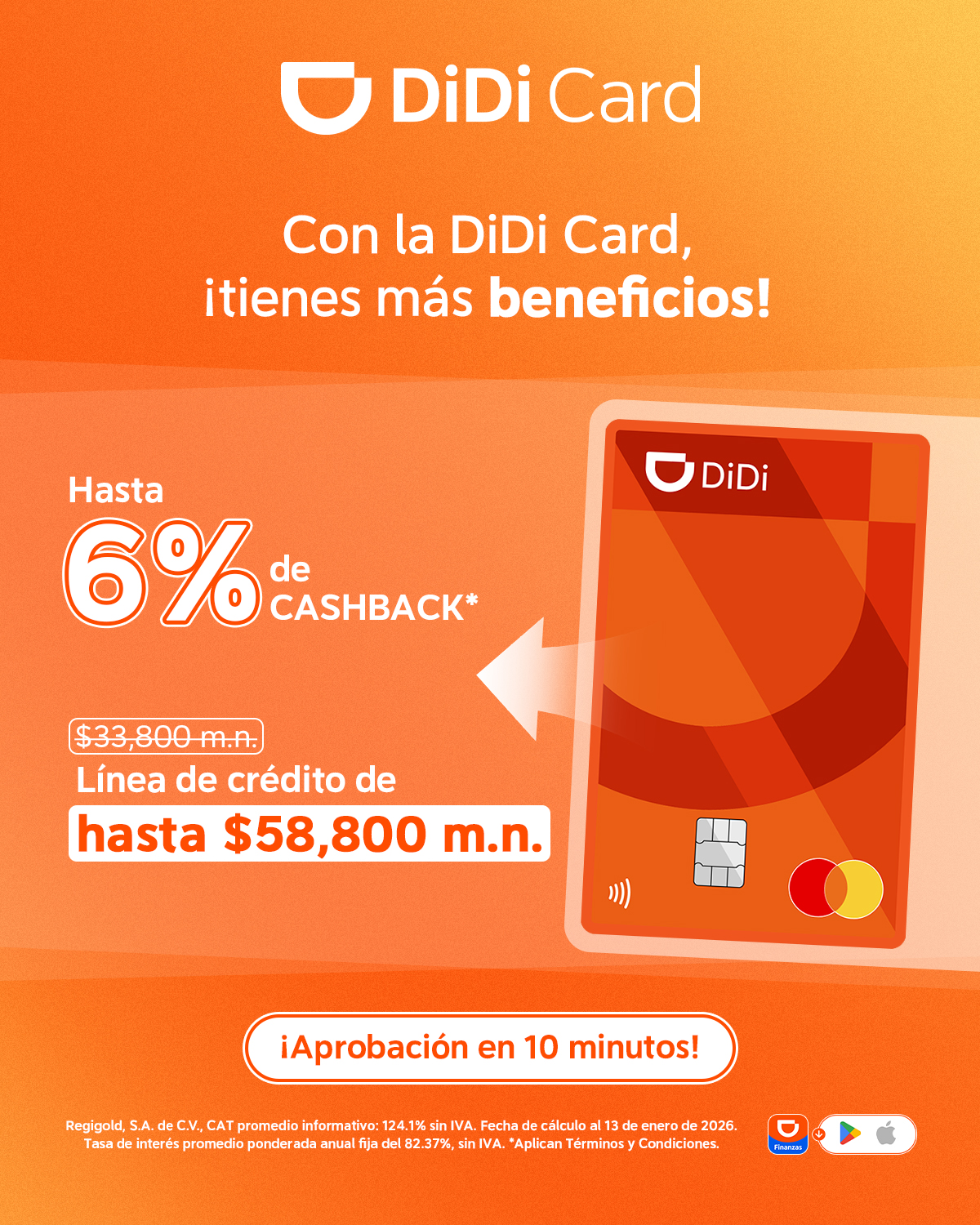 DiDi Card-Mexico Facebook ad: Hasta $58,800 llega en minutos