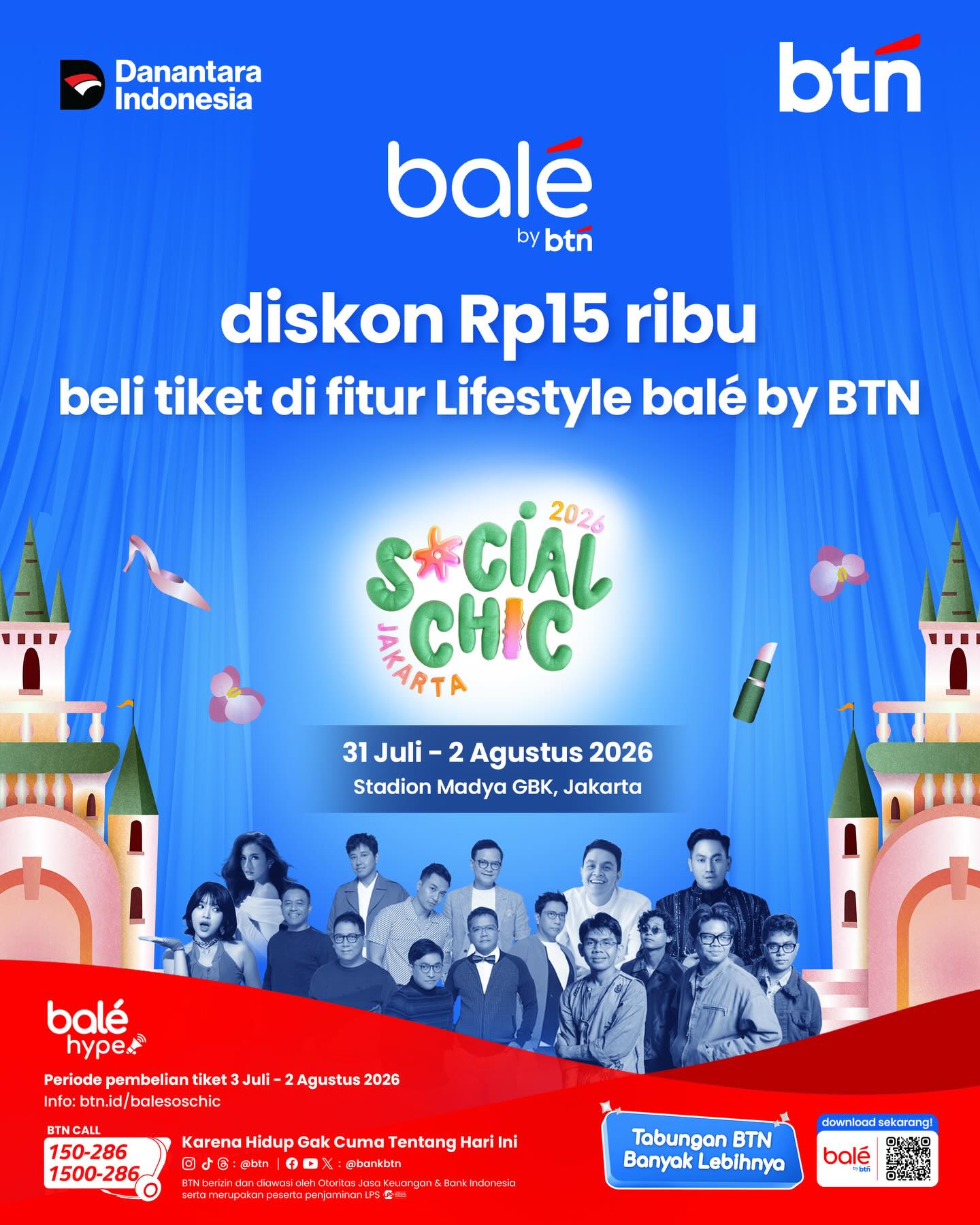 Bank BTN Facebook ad: Dapatkan Diskon Rp15 ribu Pembelian Tiket Sosial Chic…