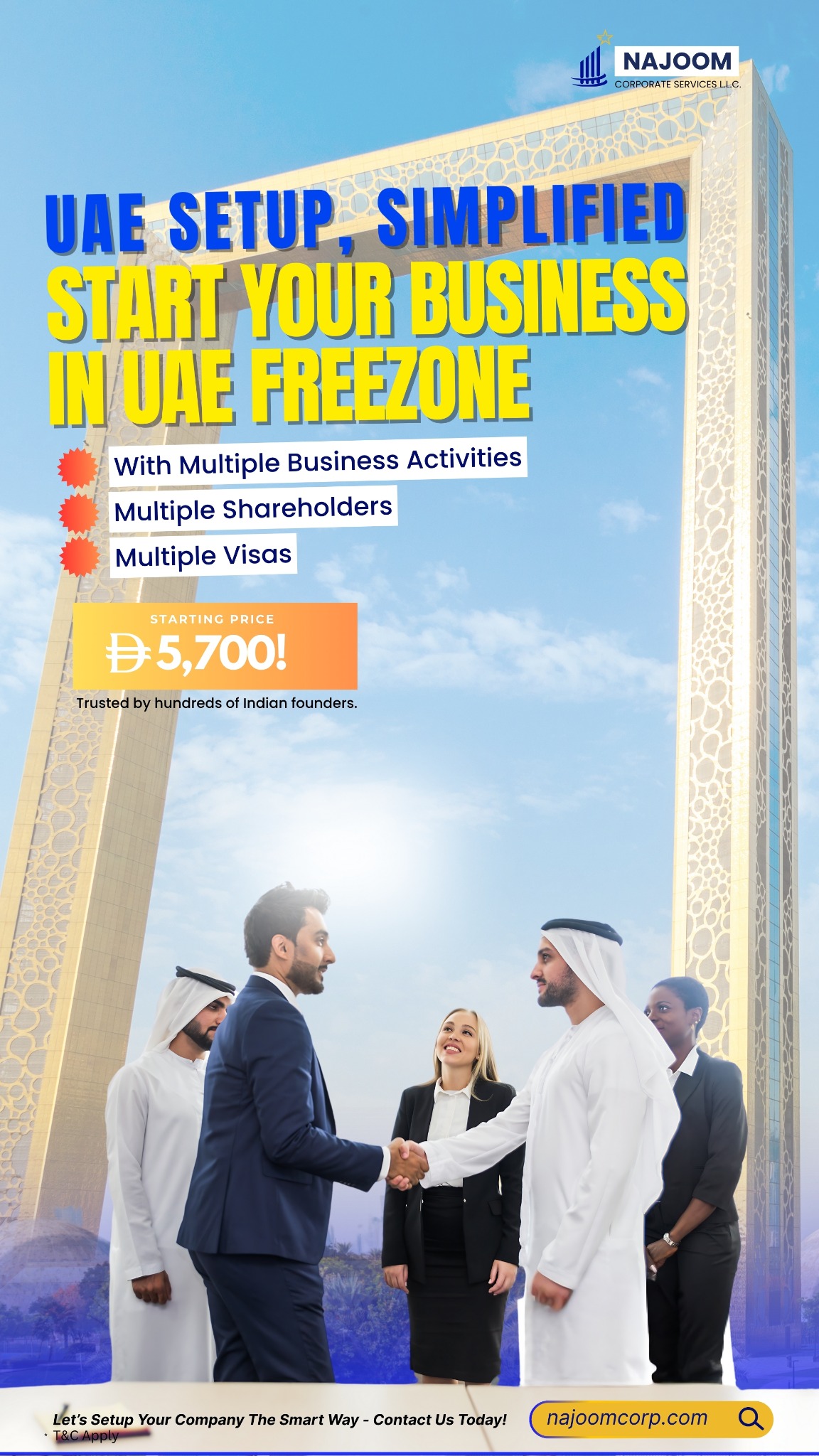 Najoom Corporate Services Facebook ad from Aug 30, 2026
