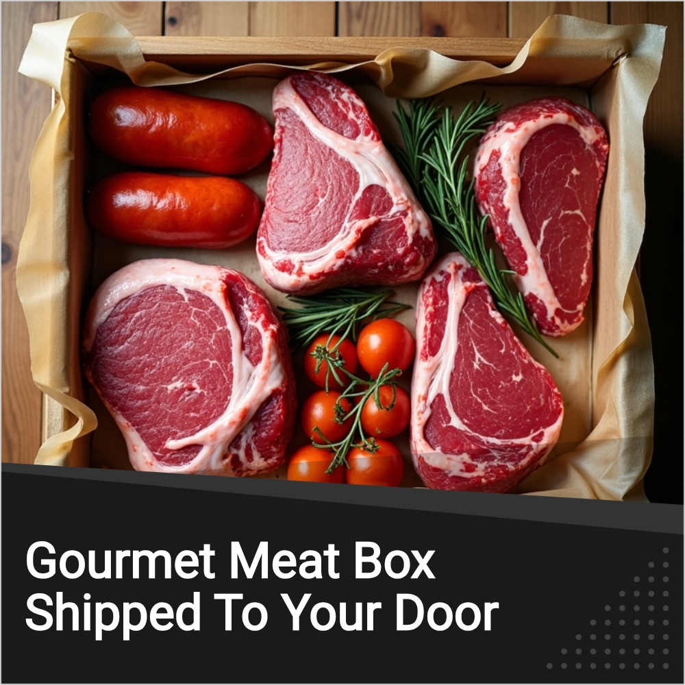 SearchConnect Ascending Facebook ad: Gourmet Meat Box Shipped To Your Door.
