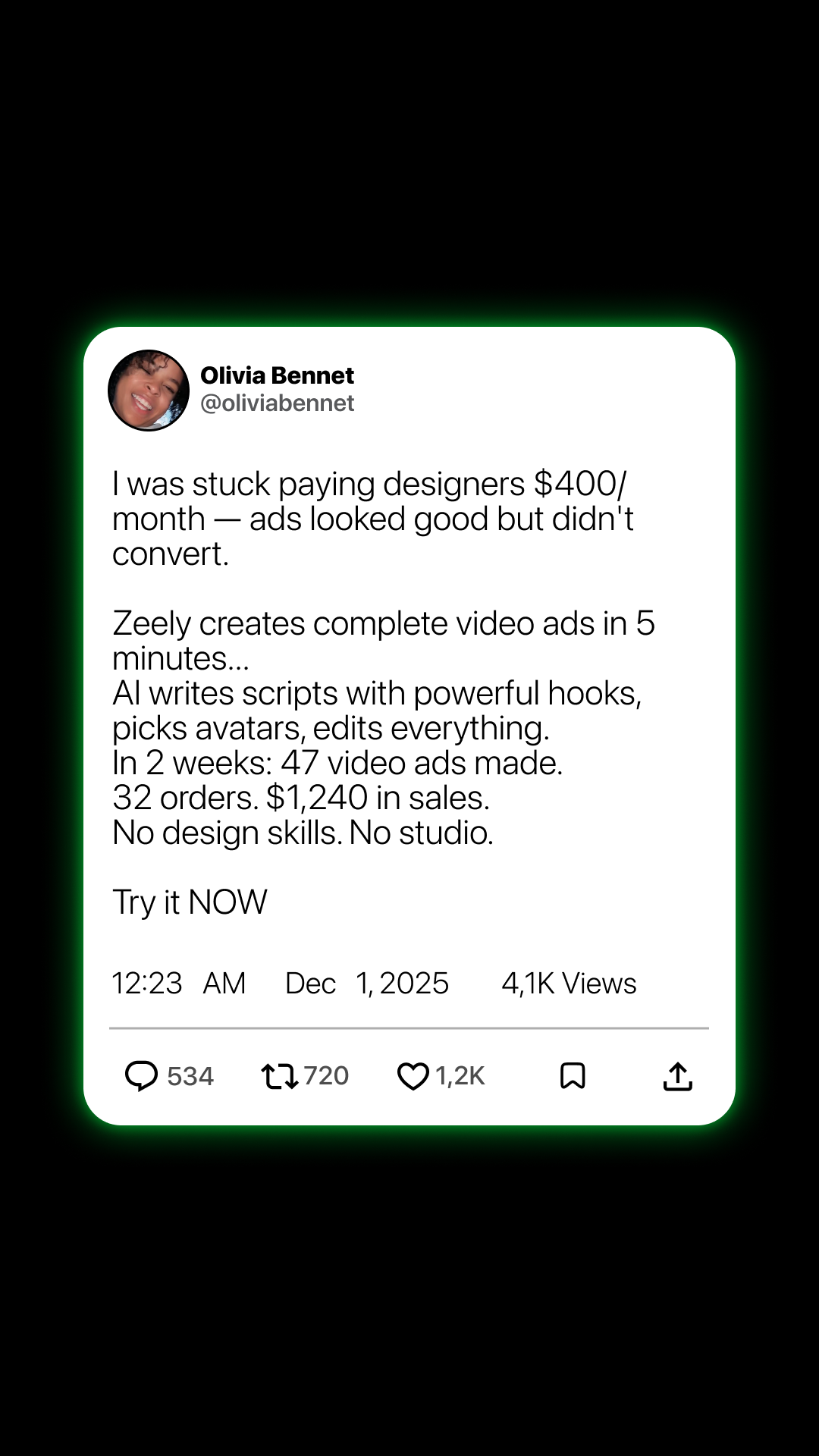 Zeely Facebook ad