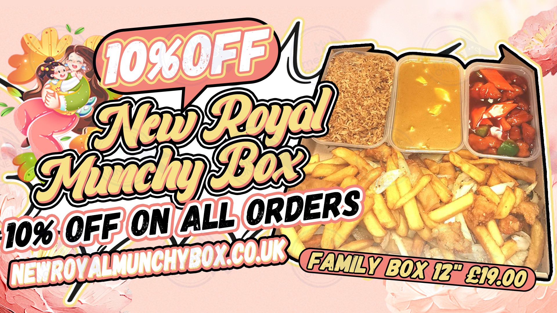 New Royal Munchy Box Chinese Takeaway Facebook ad: 10% off on all orders.