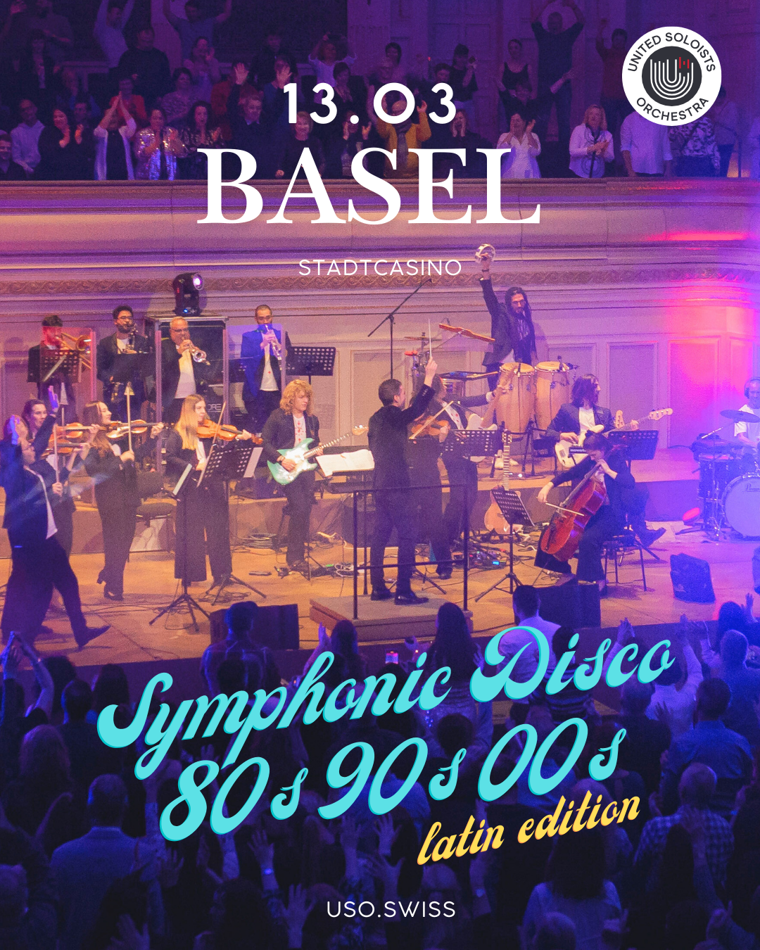 United Soloists Orchestra Facebook ad: Symphonic Disco 80s 90s 00s: Latin Edition