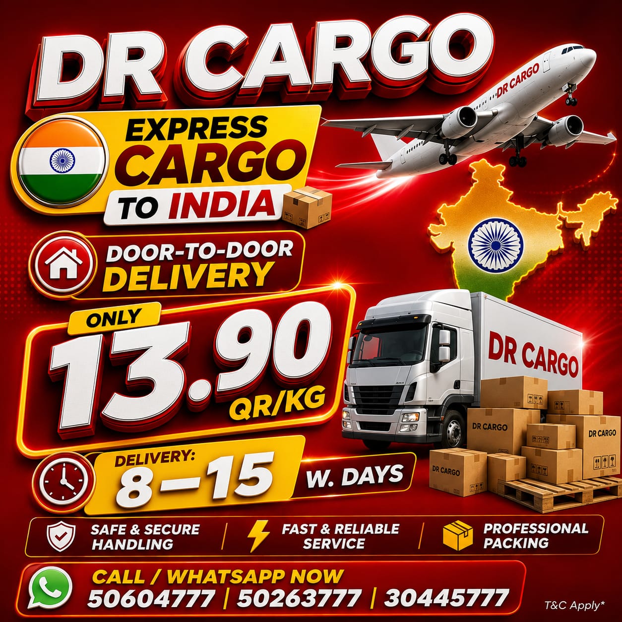 DR Courier & Cargo Services QATAR Facebook ad: INDIA EXPRESS CARGO!