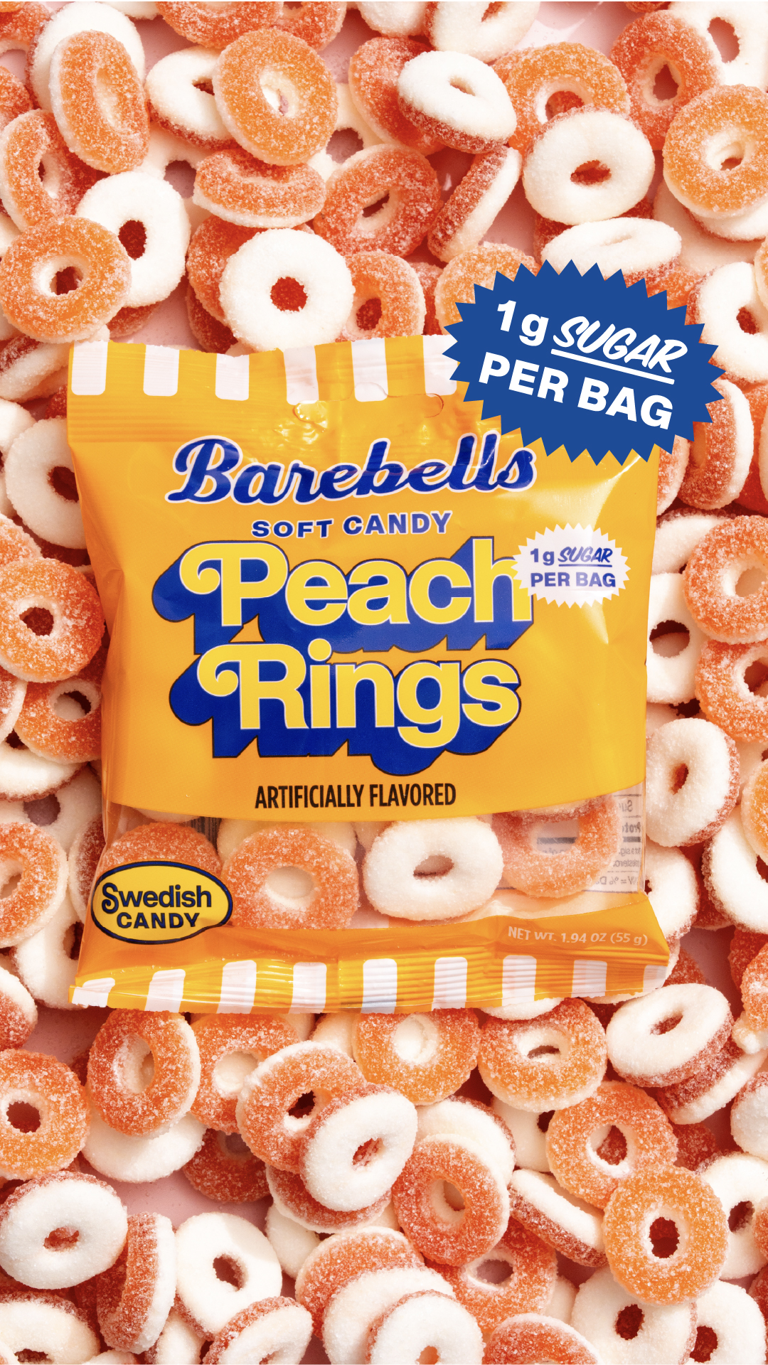 Barebells USA Facebook ad: NEW: Barebells Candy Peach Rings!