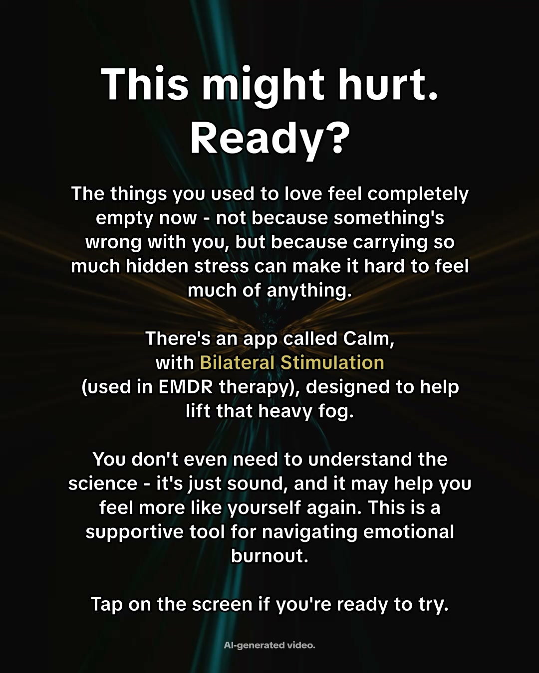 Calm Facebook ad: Take the quick test and find the EMDR-inspired sounds that…