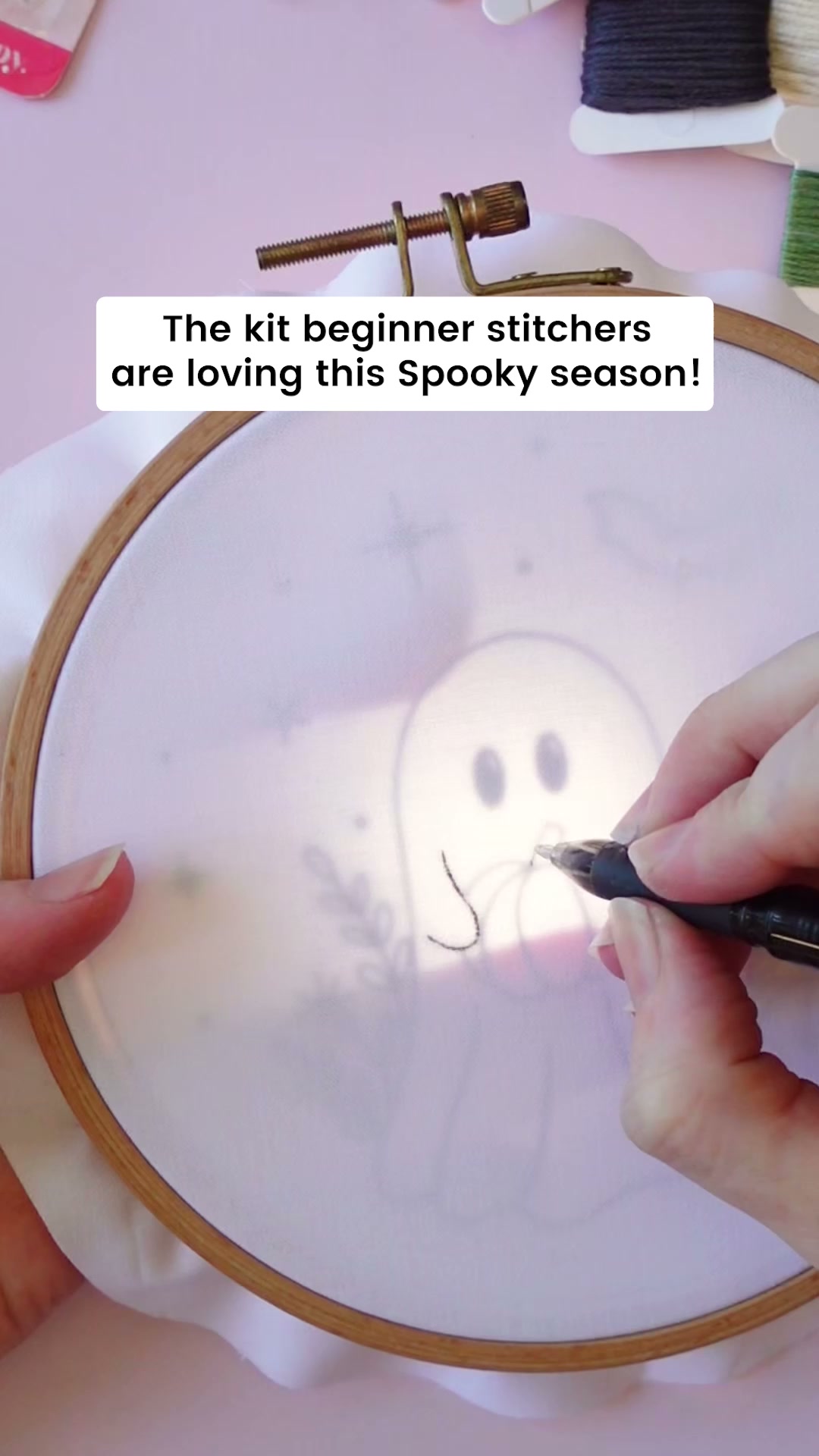 Clever Poppy Facebook ad: Halloween Embroidery Kit for Beginners