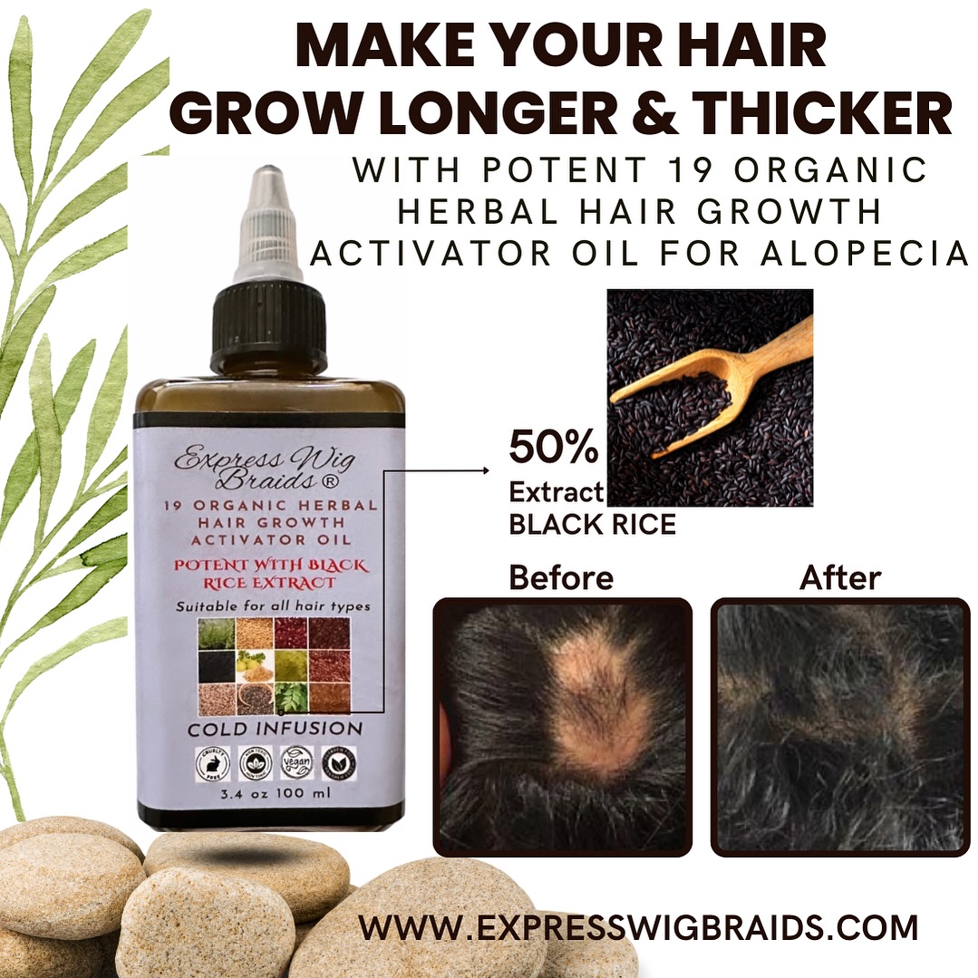 Express Wig Braids Facebook ad: Potent 19 Organic Herbal Hair Growth Activator Oil For…