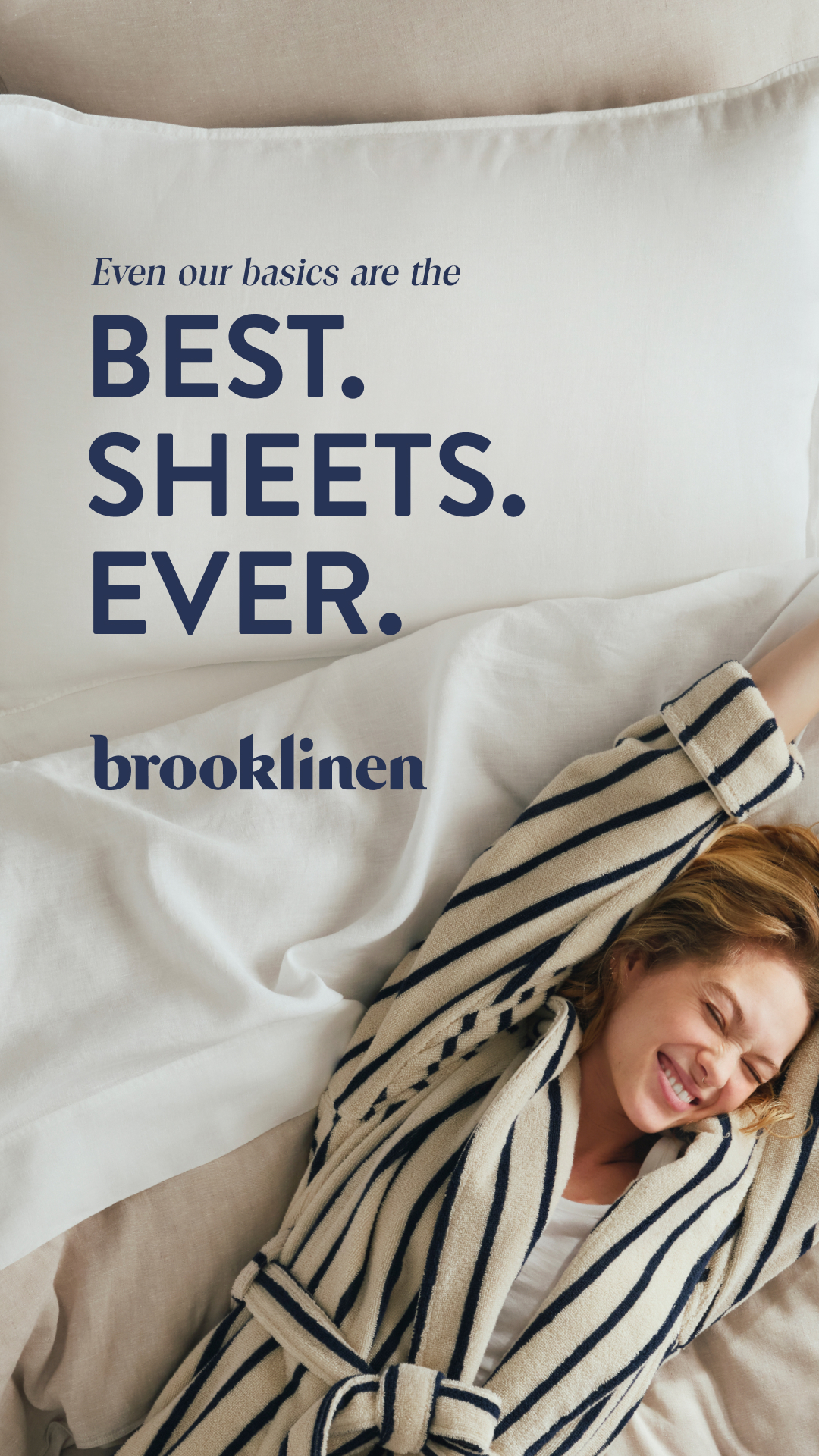 Brooklinen Facebook ad: Best White Sheets Ever.