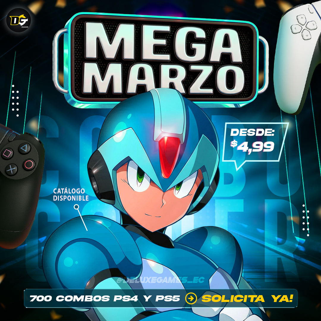 Deluxe Games Ecuador Facebook ad: COMBOS MARZO 2026 PS4 Y PS5