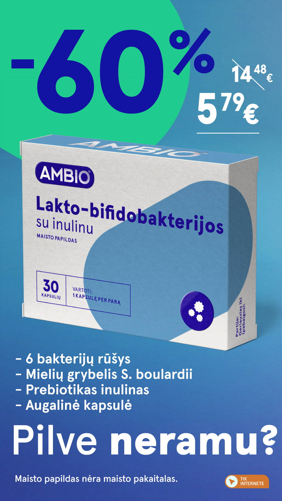Gintarinė Vaistinė Facebook ad: Bakterijų ir inulino kompleksas