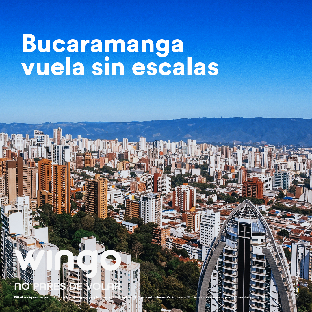 Wingo Facebook ad: Con Wingo, Bucaramanga vuela sin escalas.