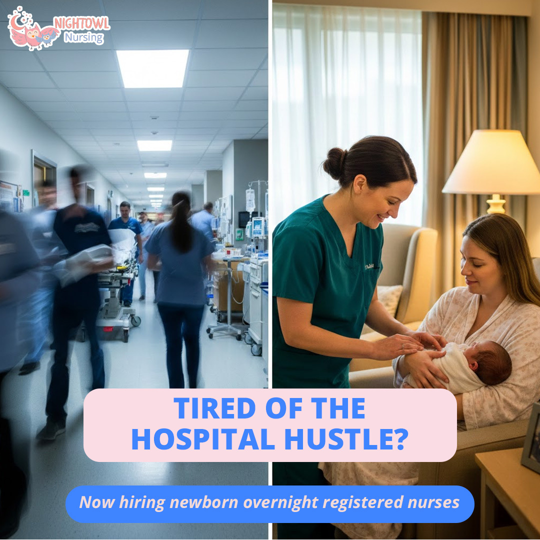 Nightowl Nursing Services Facebook ad: Tired of the hospital hustle?