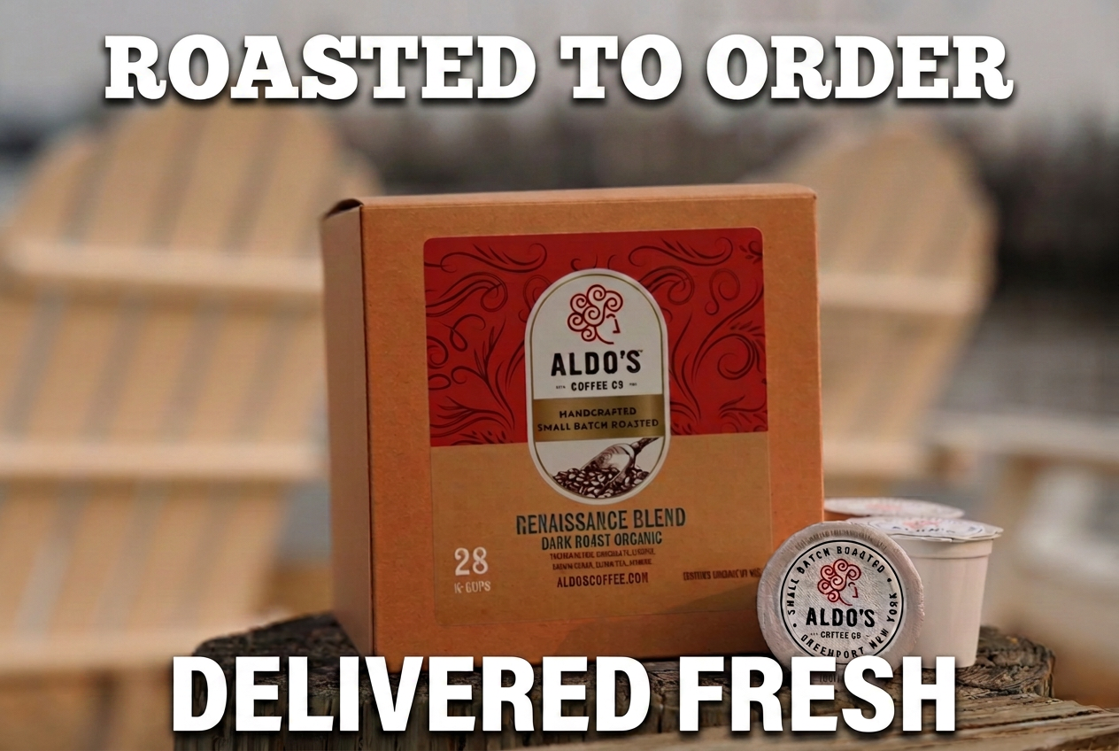 Aldo's Coffee Company Facebook ad: K-Cup convenience. Fresh-roasted coffee quality.