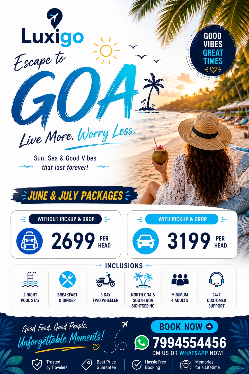 LuxiGo Goa Facebook ad: Book Your Monsoon Goa Packages