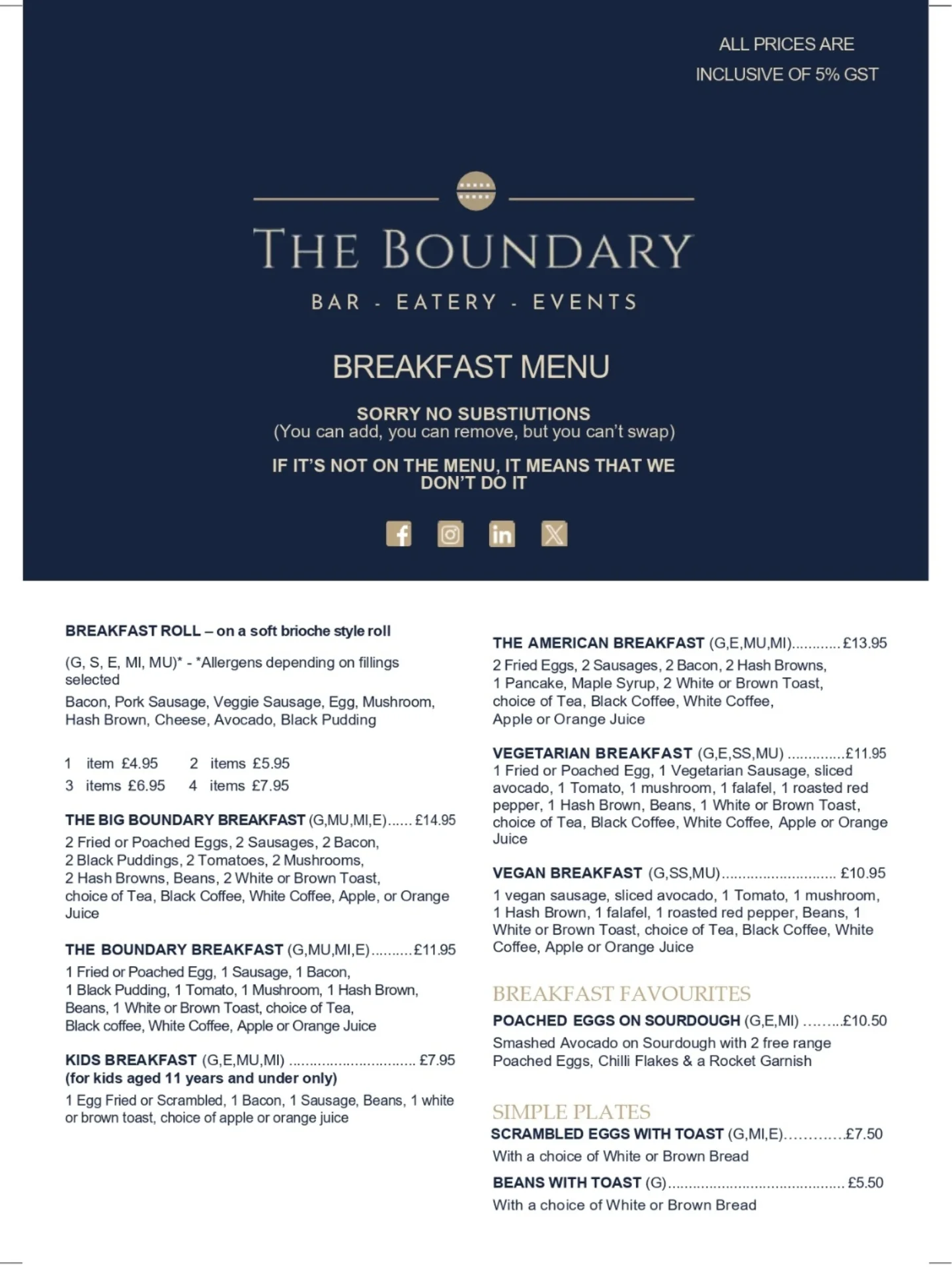 The Boundary Facebook ad: BREAKFAST AT THE BOUNDARY