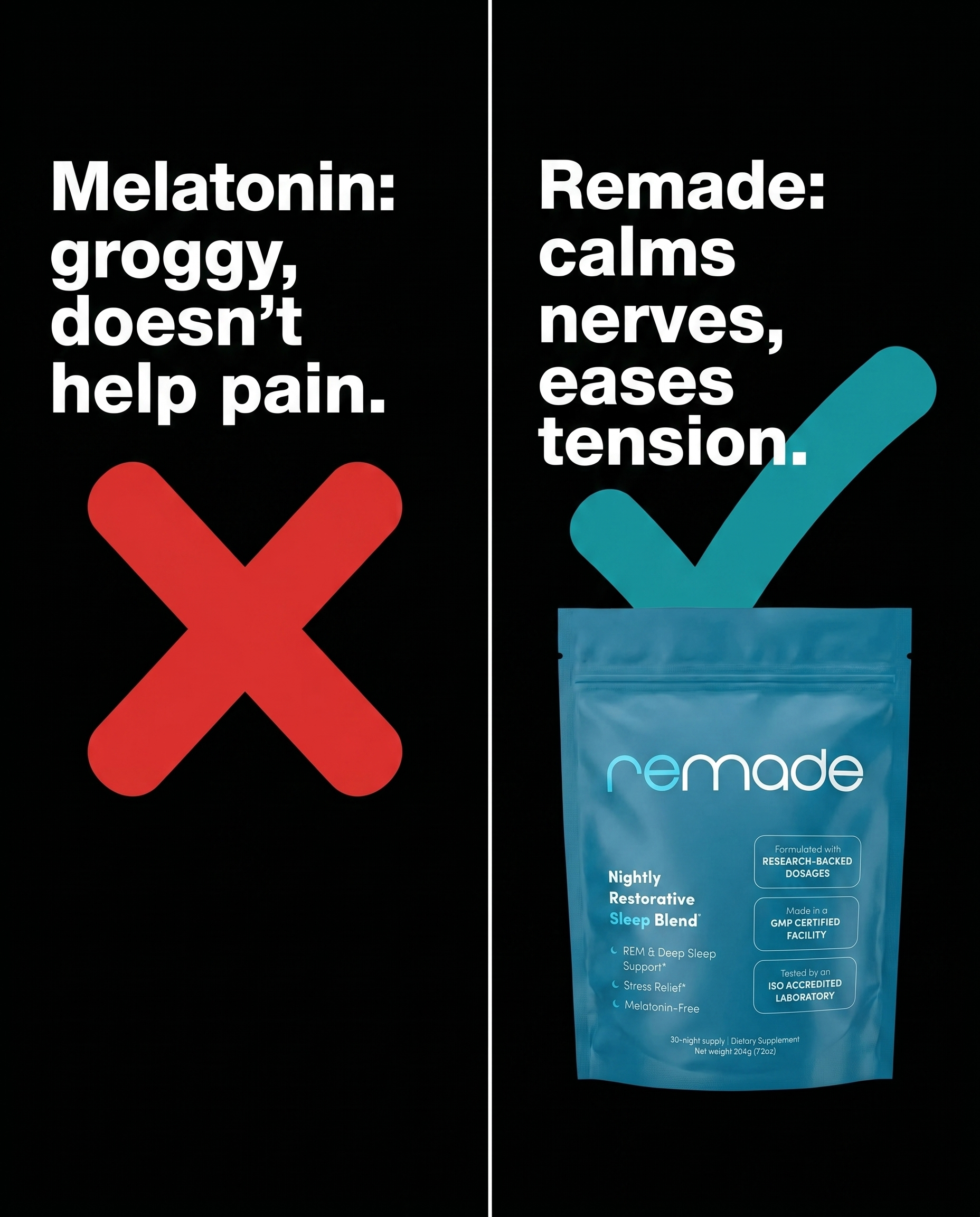Remade Restorative Sleep Supplement Facebook ad
