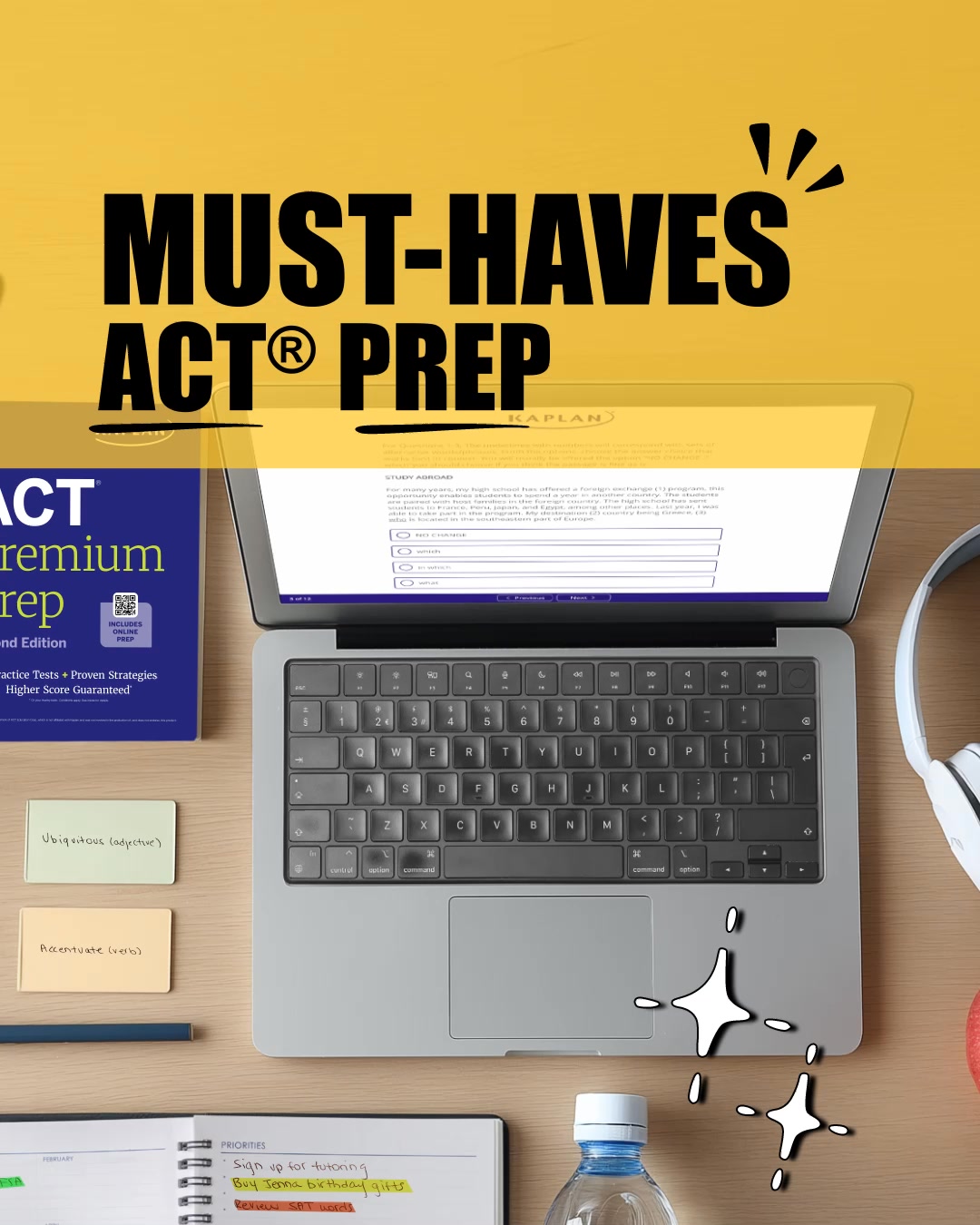 Kaplan College Prep Facebook ad: Let’s build a survival kit for the ACT and SAT exams.