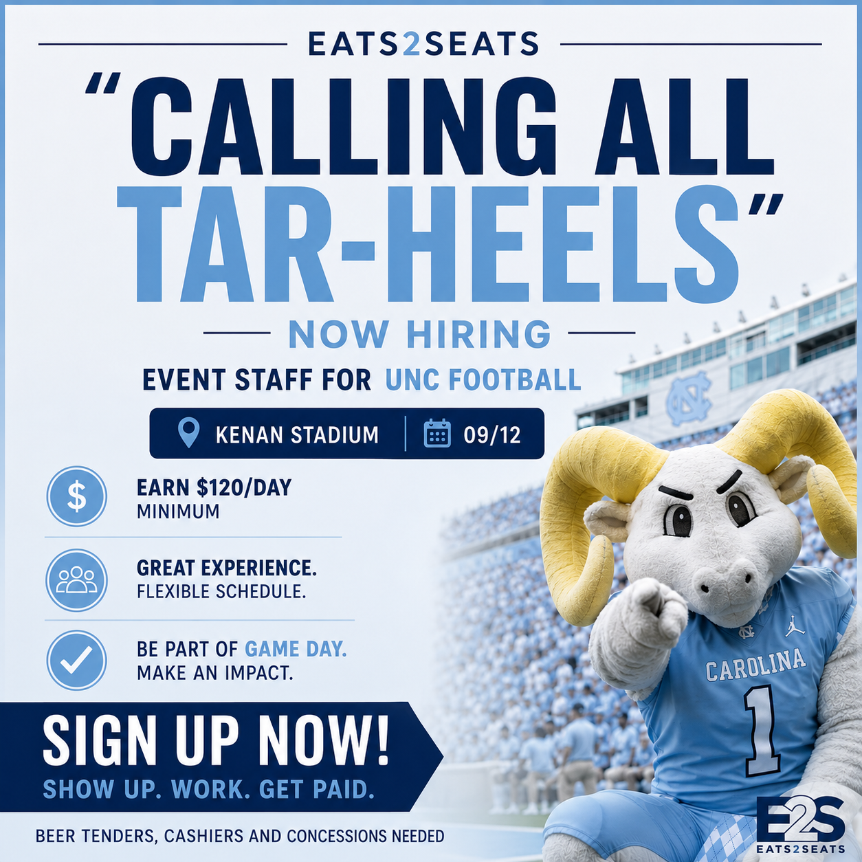 Eats2Seats Facebook ad: Join the Team Today!