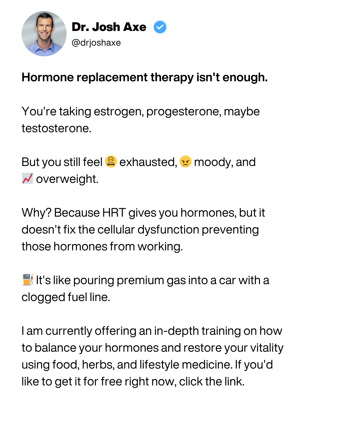 Dr. Josh Axe Facebook ad