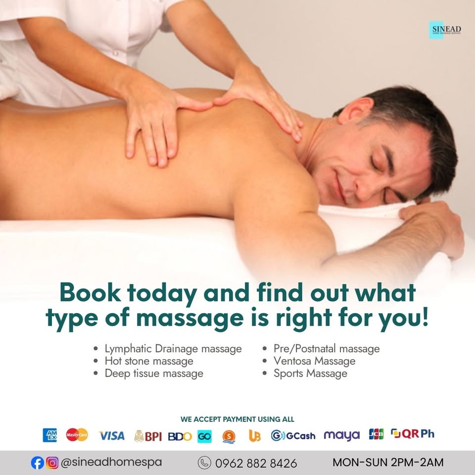 Sinead Home Massage Service Facebook ad: Not sure which massage is right for you?