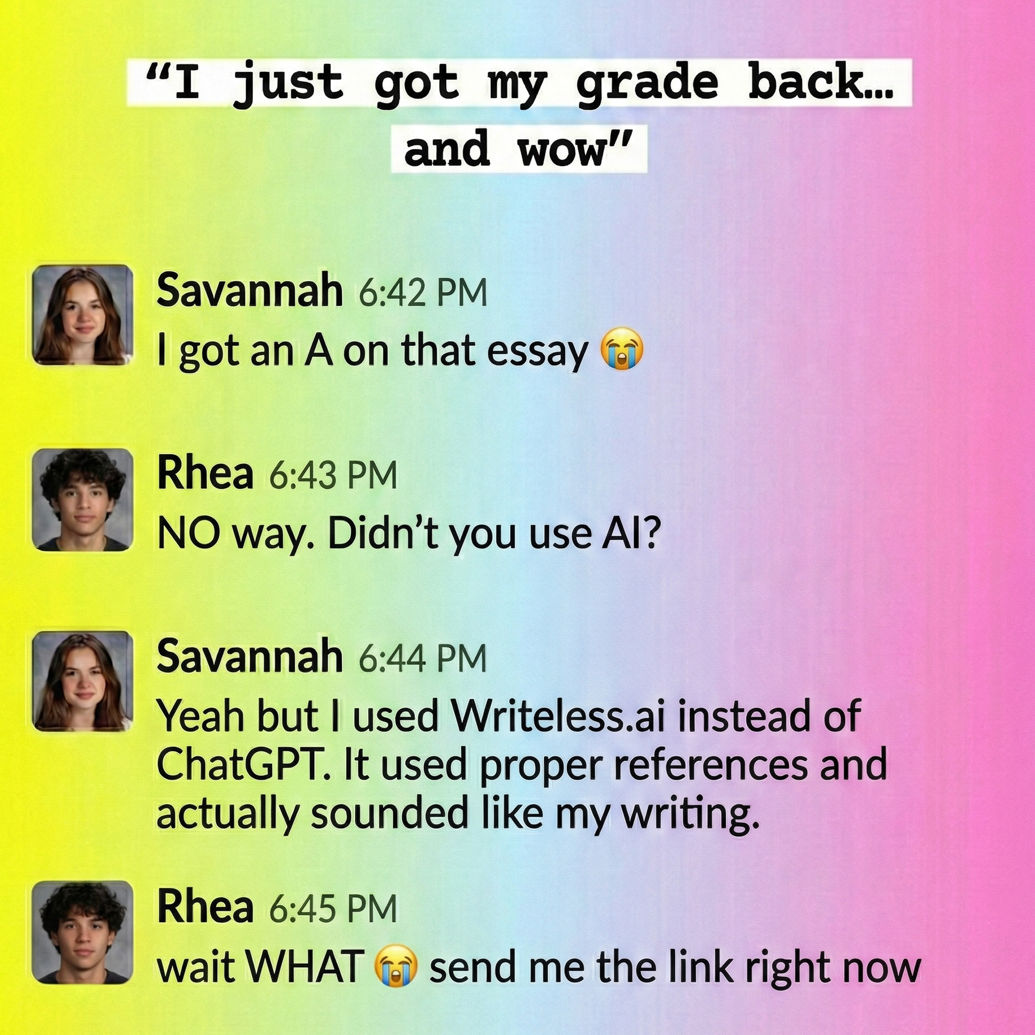 Writeless AI Facebook ad